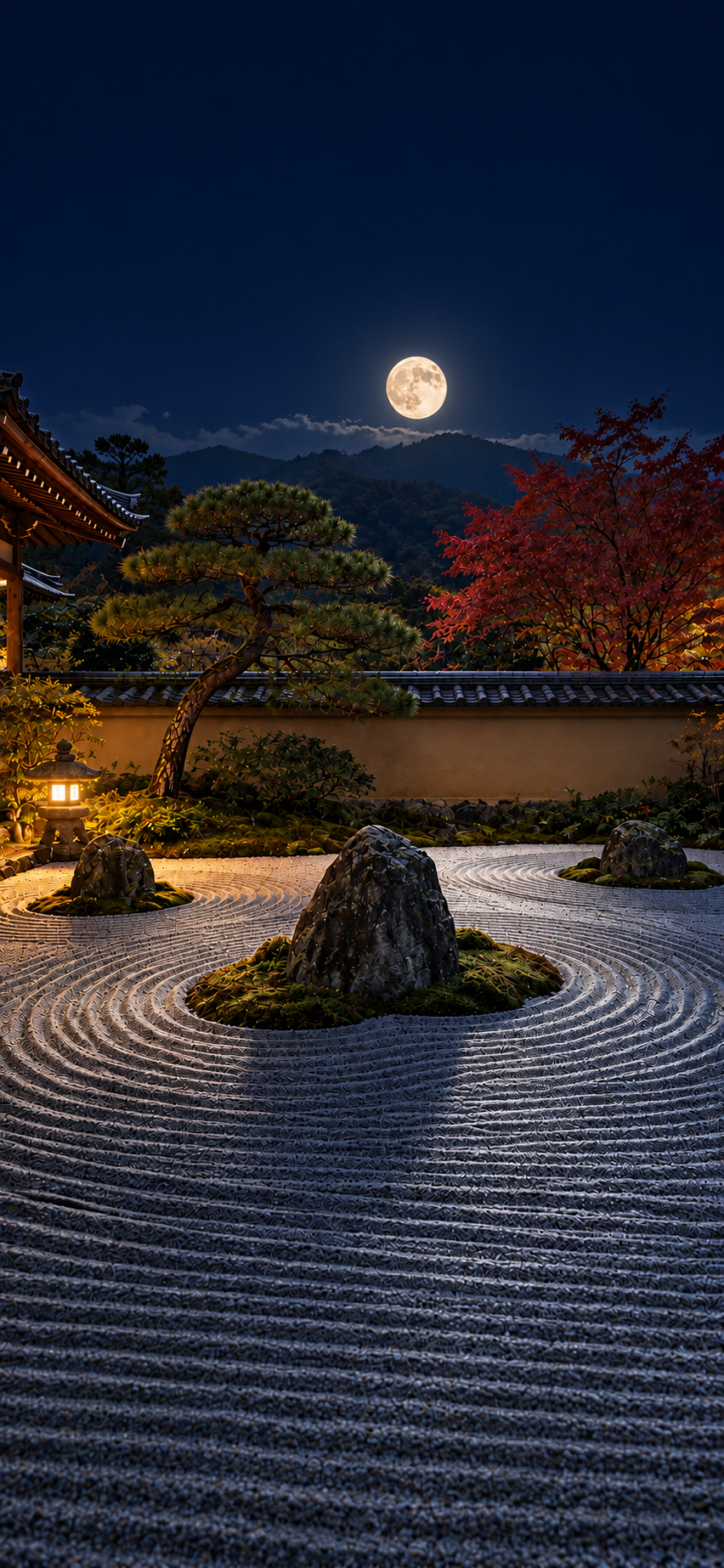 Zen Garden Night + Full Moon