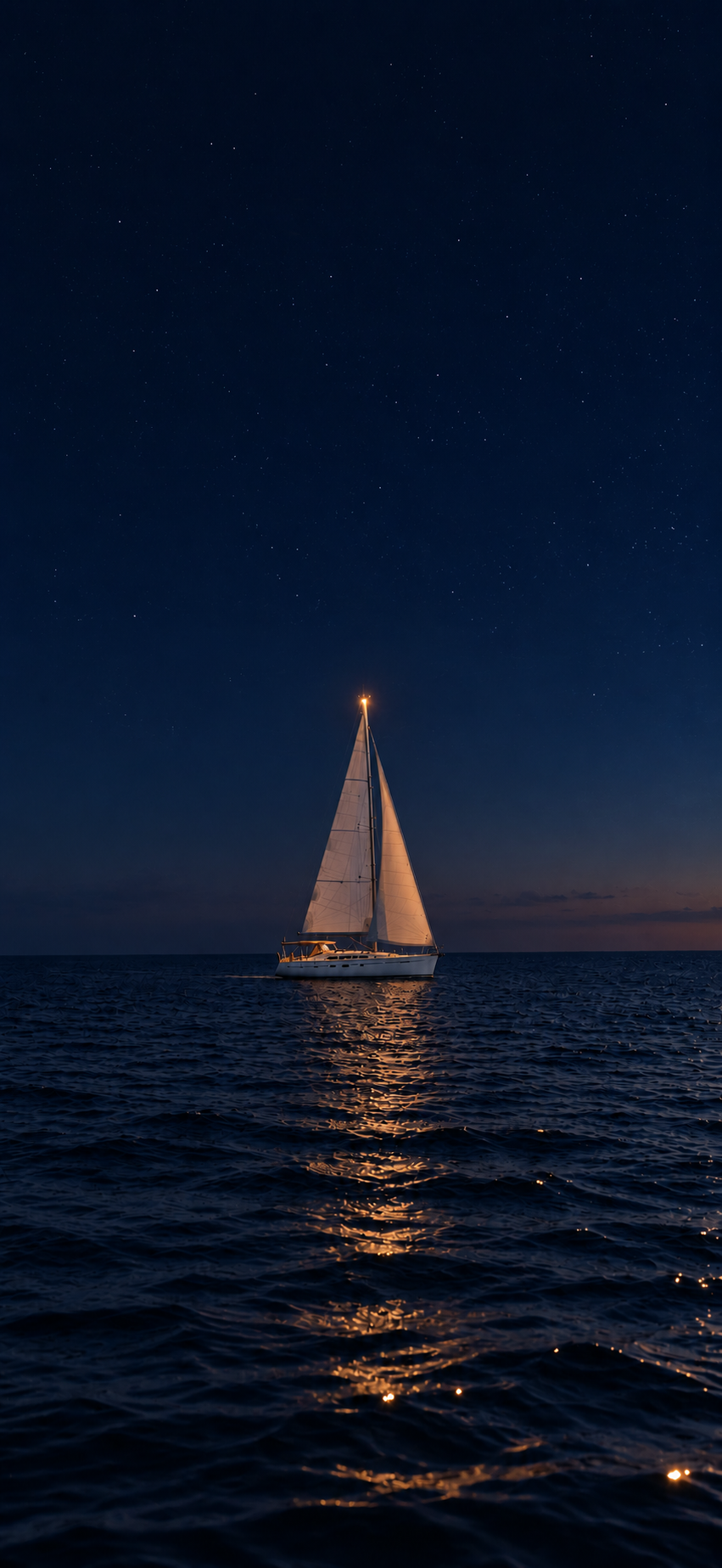 Lone Sailboat Night