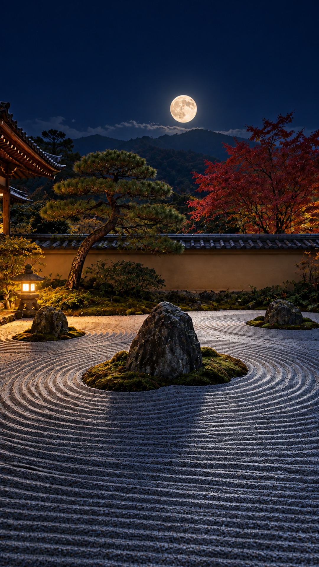 Zen Garden Night + Full Moon