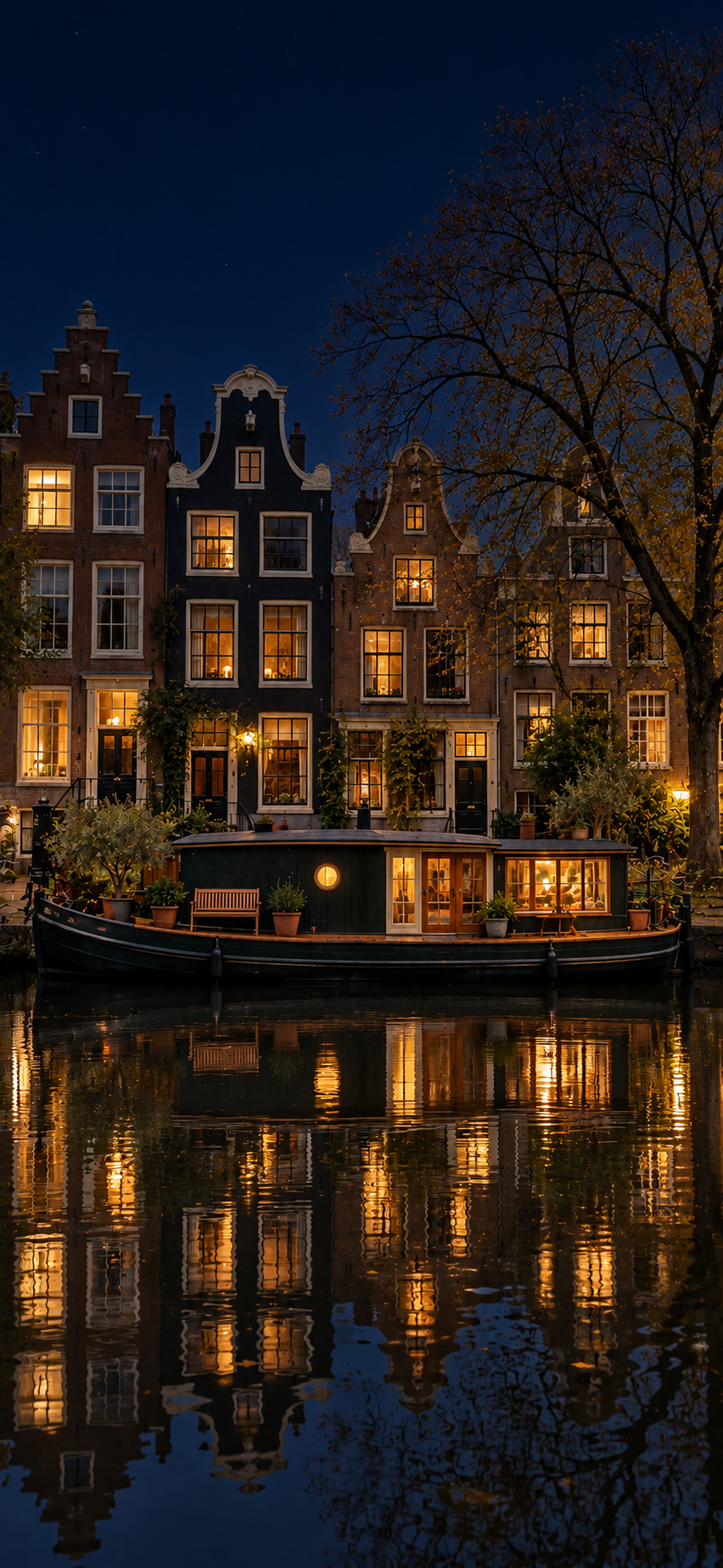 Canal Houseboat Night