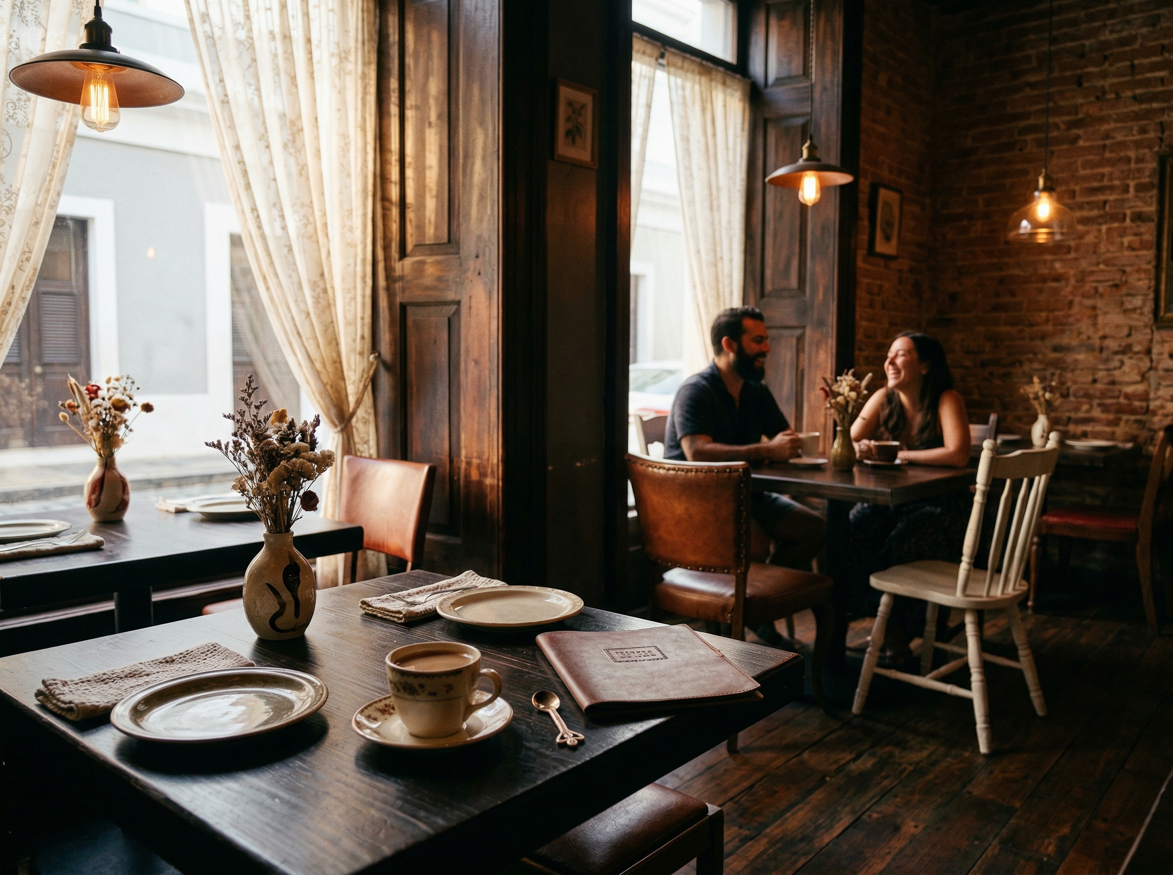 Interior acogedor del restaurante Ekelekua