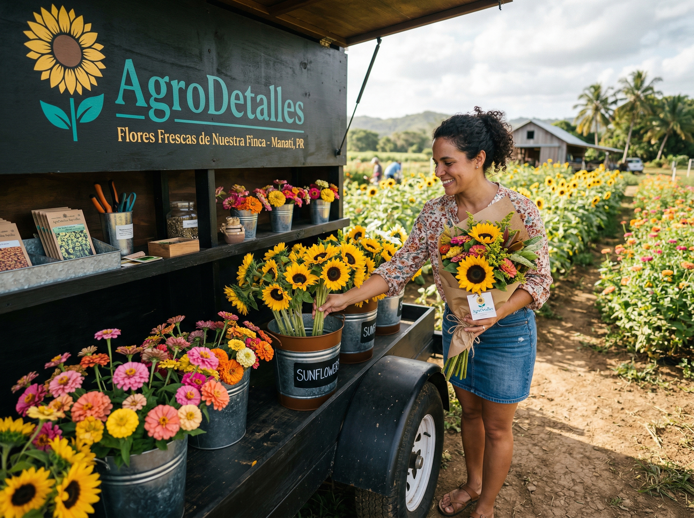 Cliente con flores de AgroDetalles