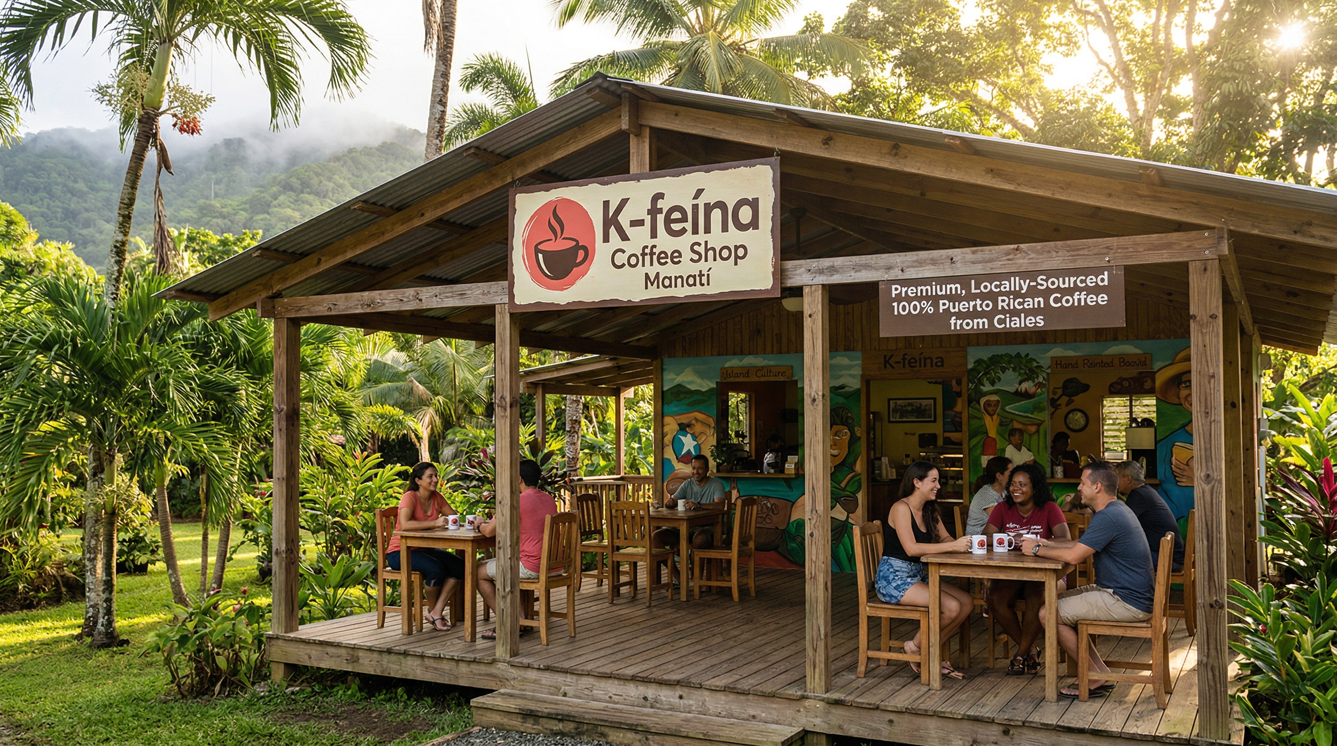 K-feína Coffee Shop — vista exterior en Manatí, Puerto Rico