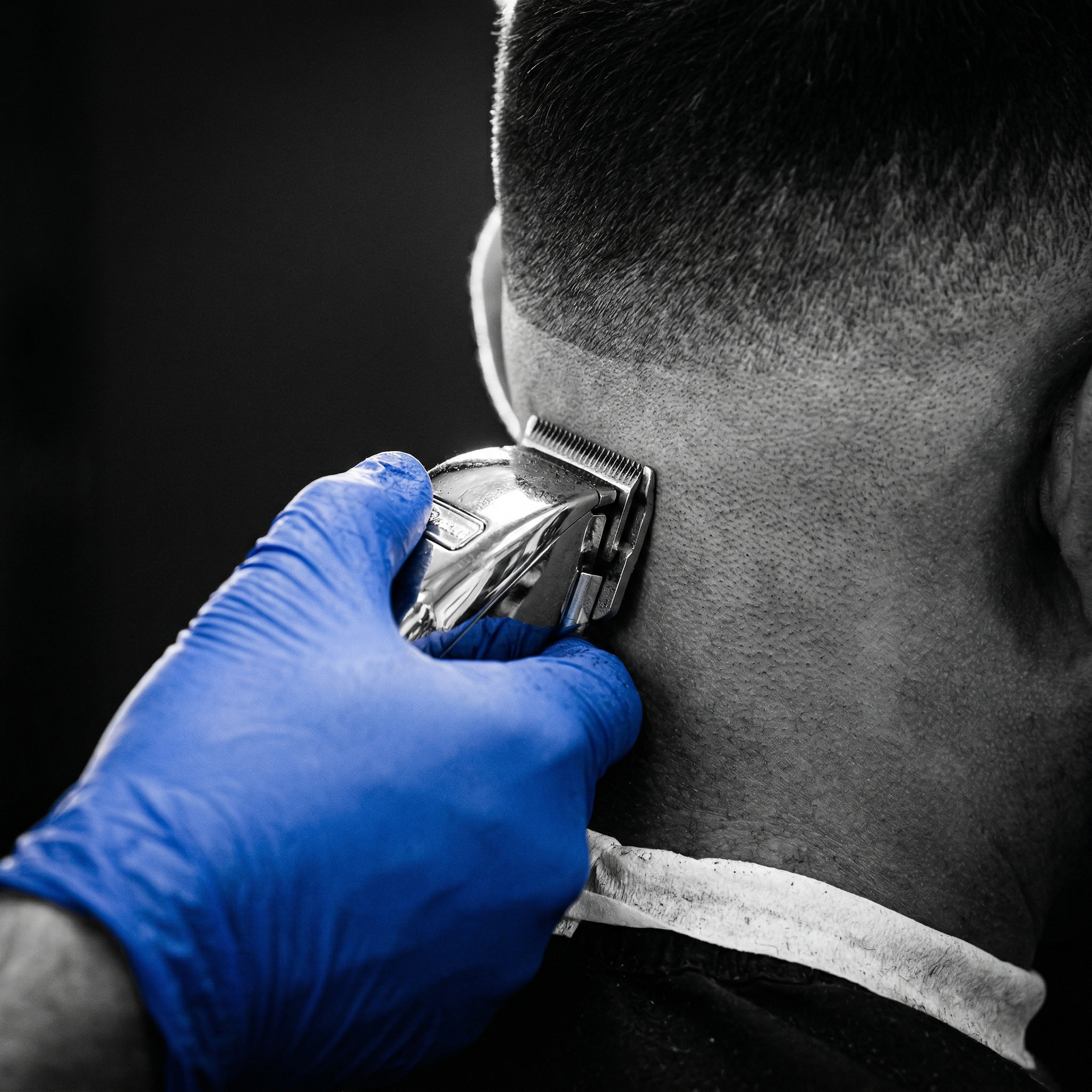 Close-up de corte de pelo — el detalle lo es todo