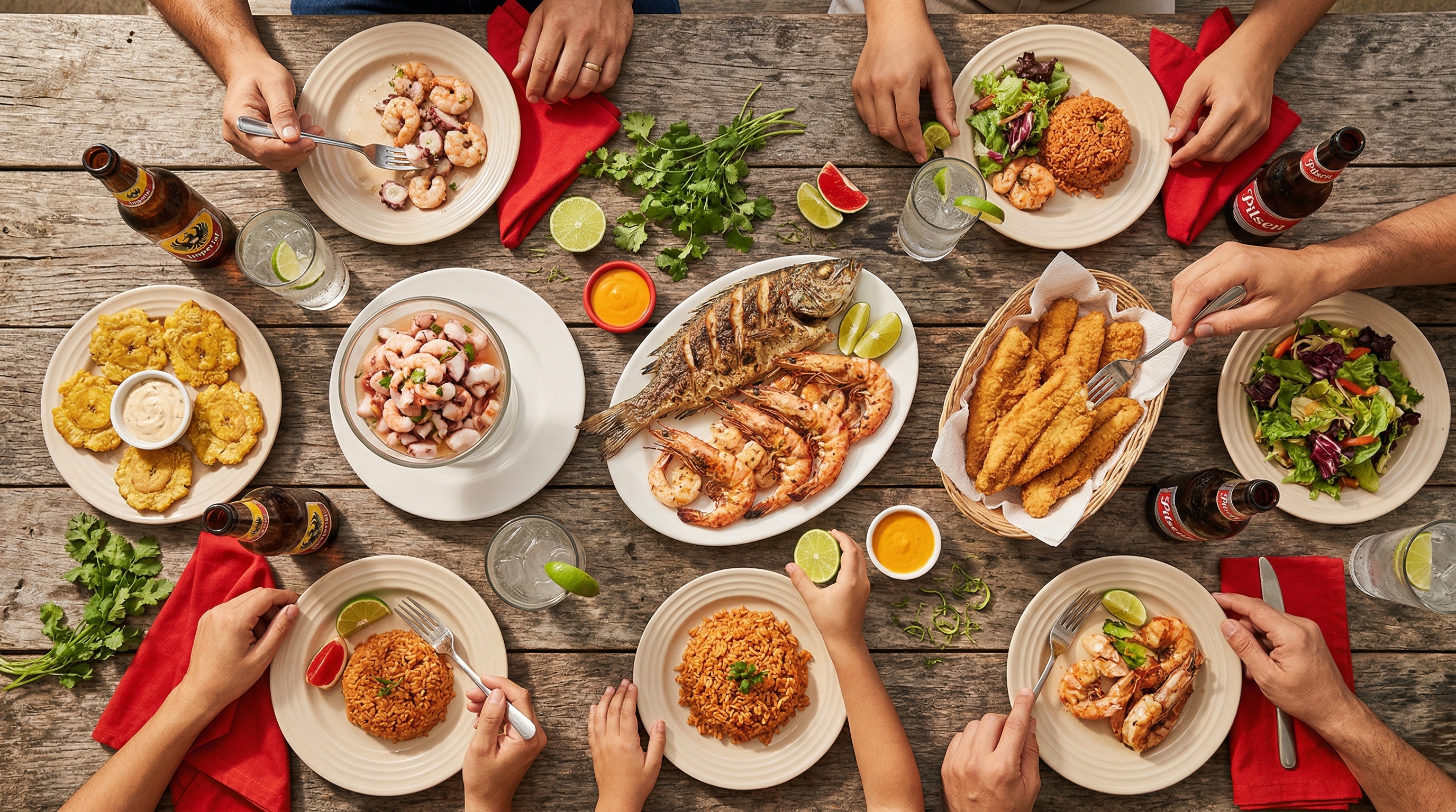 Festín familiar de mariscos