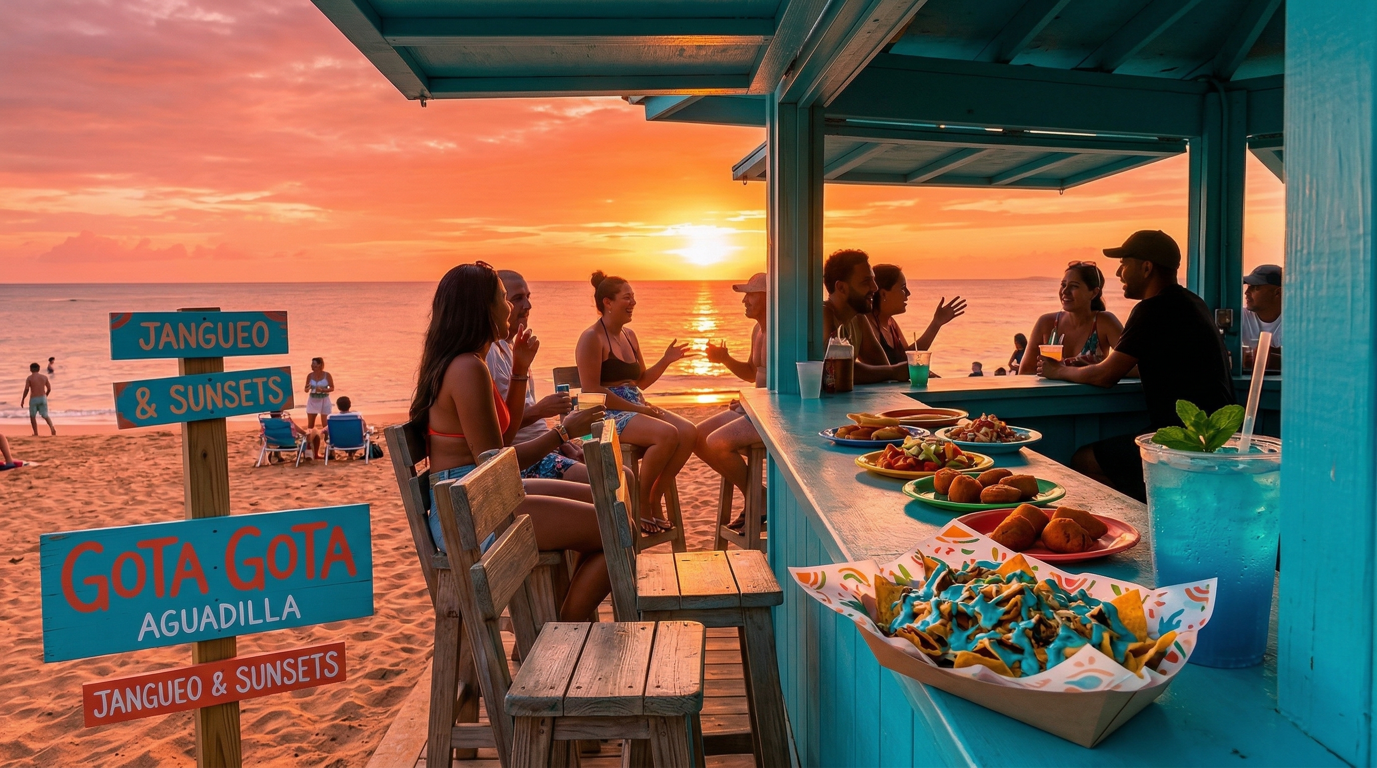 El ambiente de Gota Gota — jangueo frente al mar