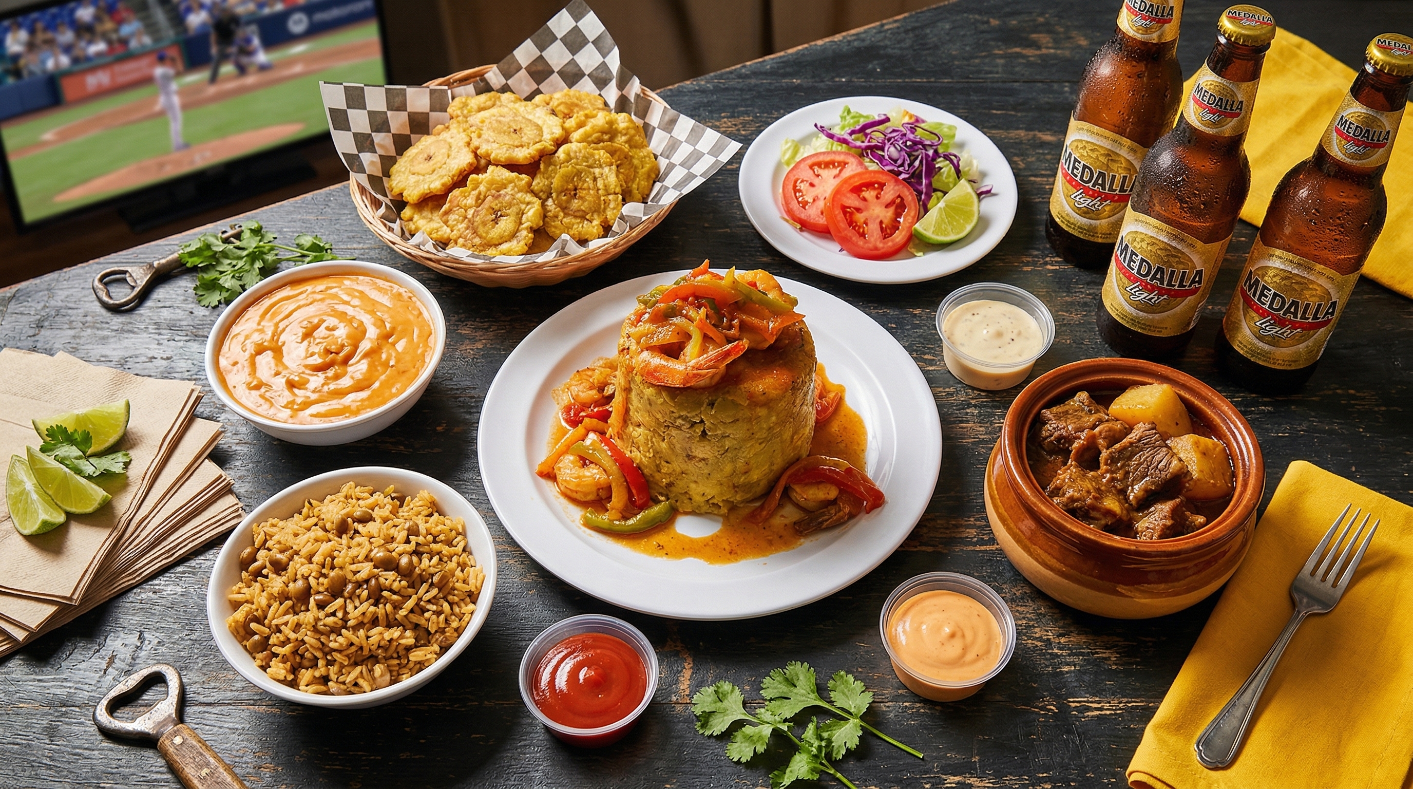 Fiesta de comida puertorriqueña