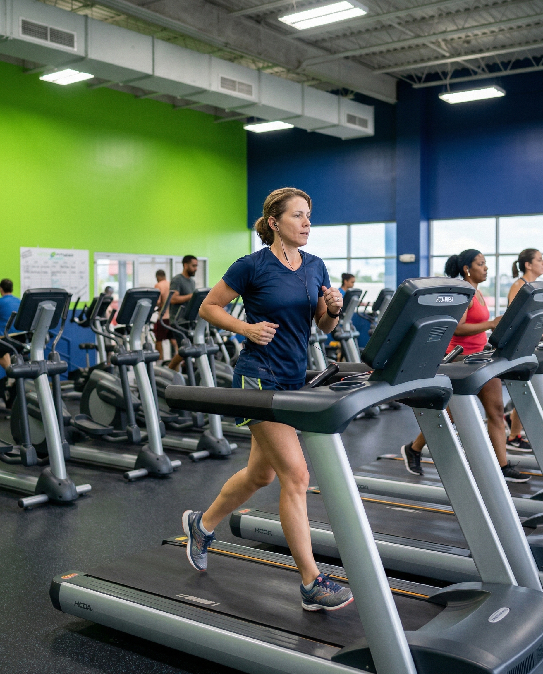 Miembro entrenando en caminadora HCOA Fitness