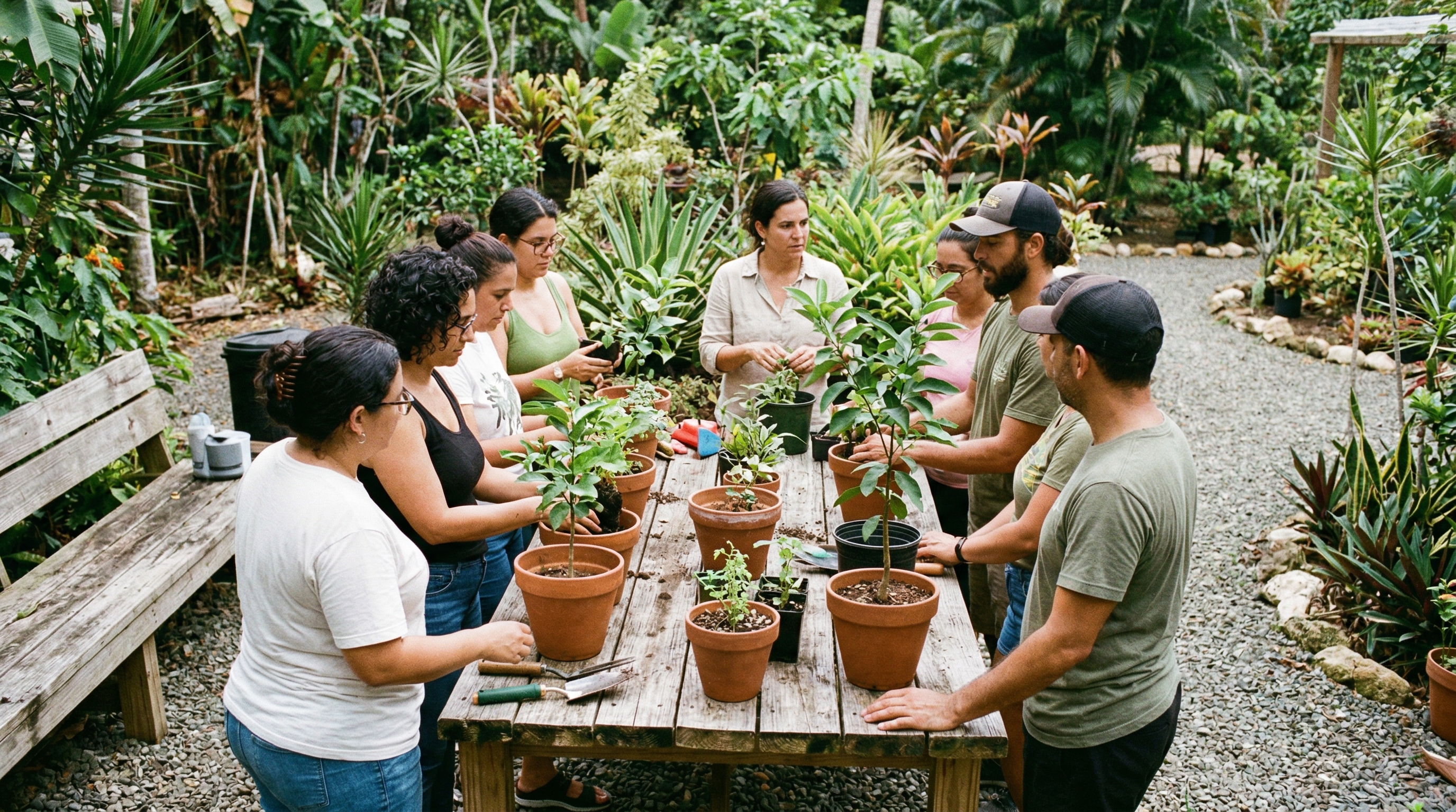 Taller comunitario de jardinería en la finca Gramas Lindas