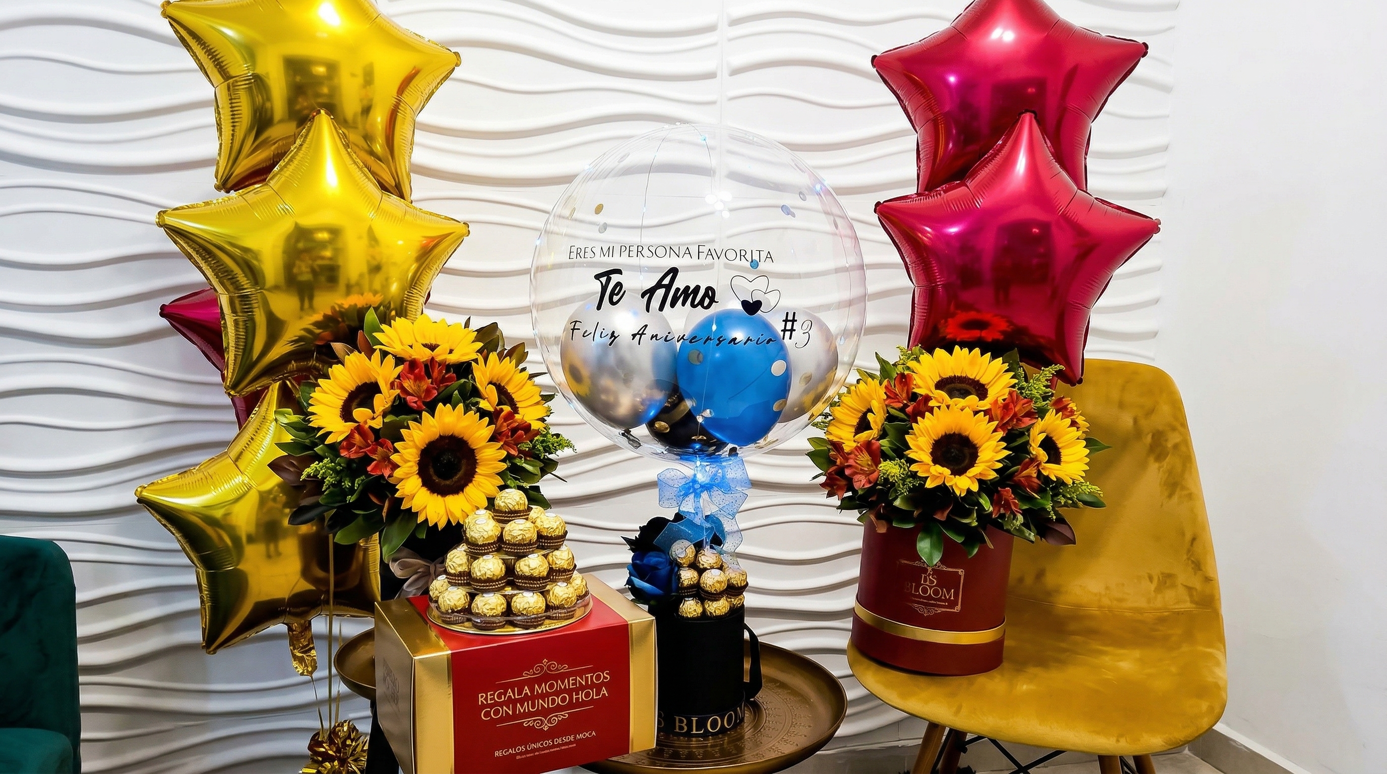 Arreglo de globos y flores de Mundo Hola — Moca Puerto Rico