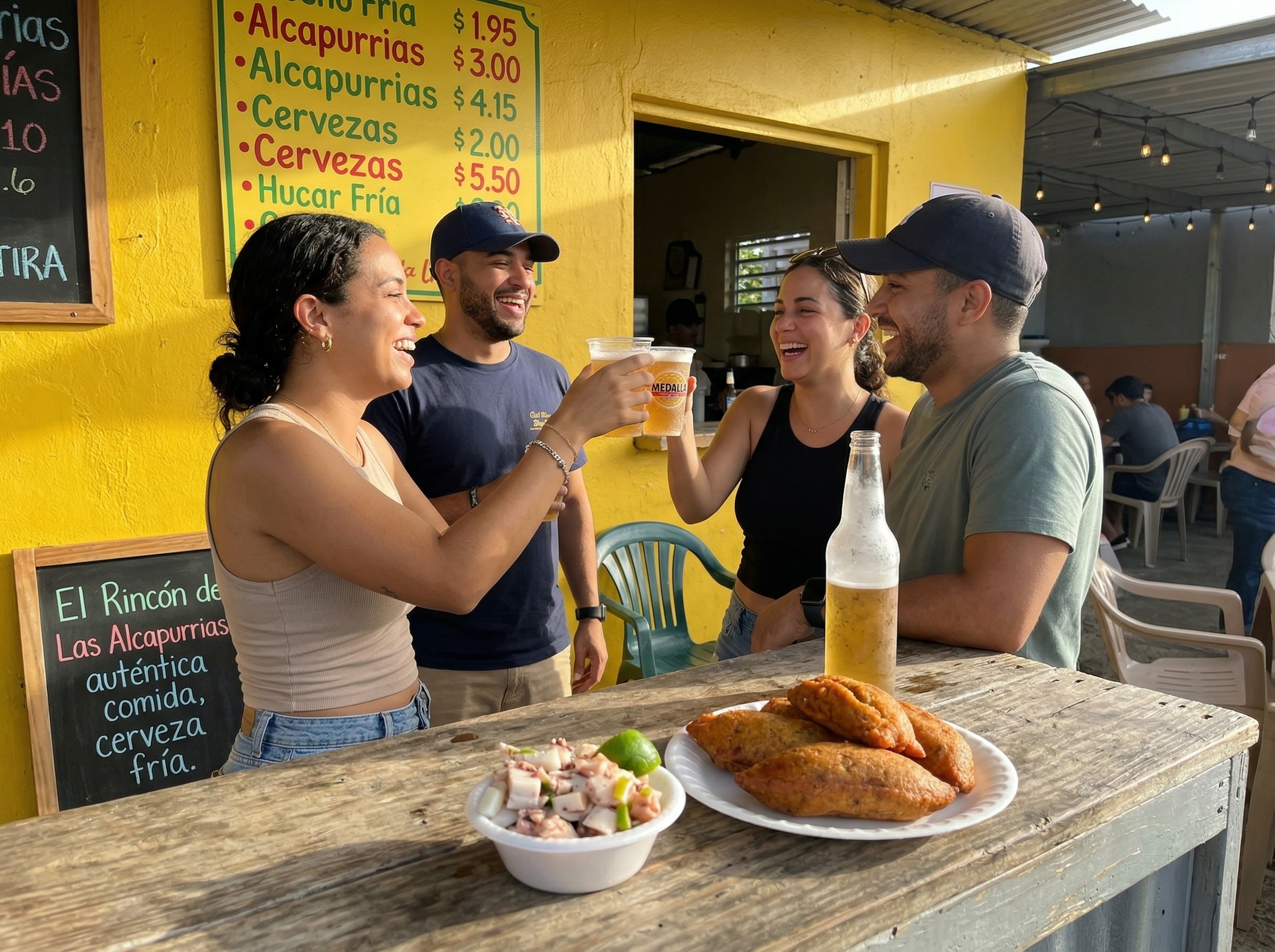 Amigos disfrutando en el chinchorro