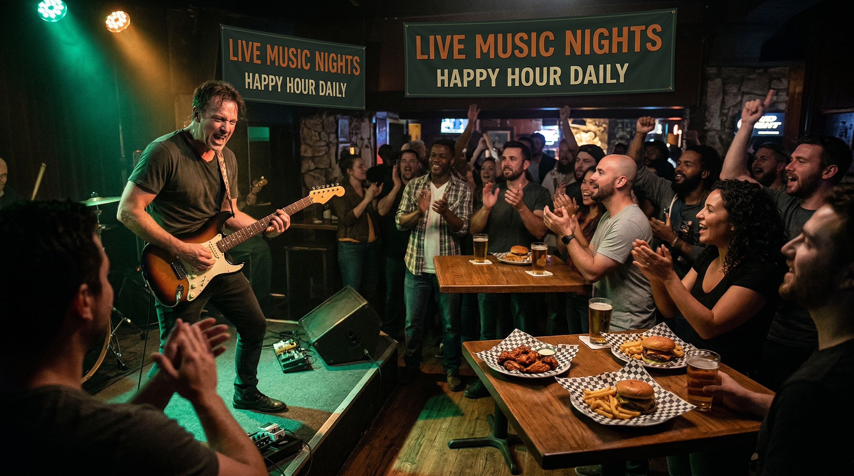 Banda en vivo tocando en Charlie's Bar & Grill