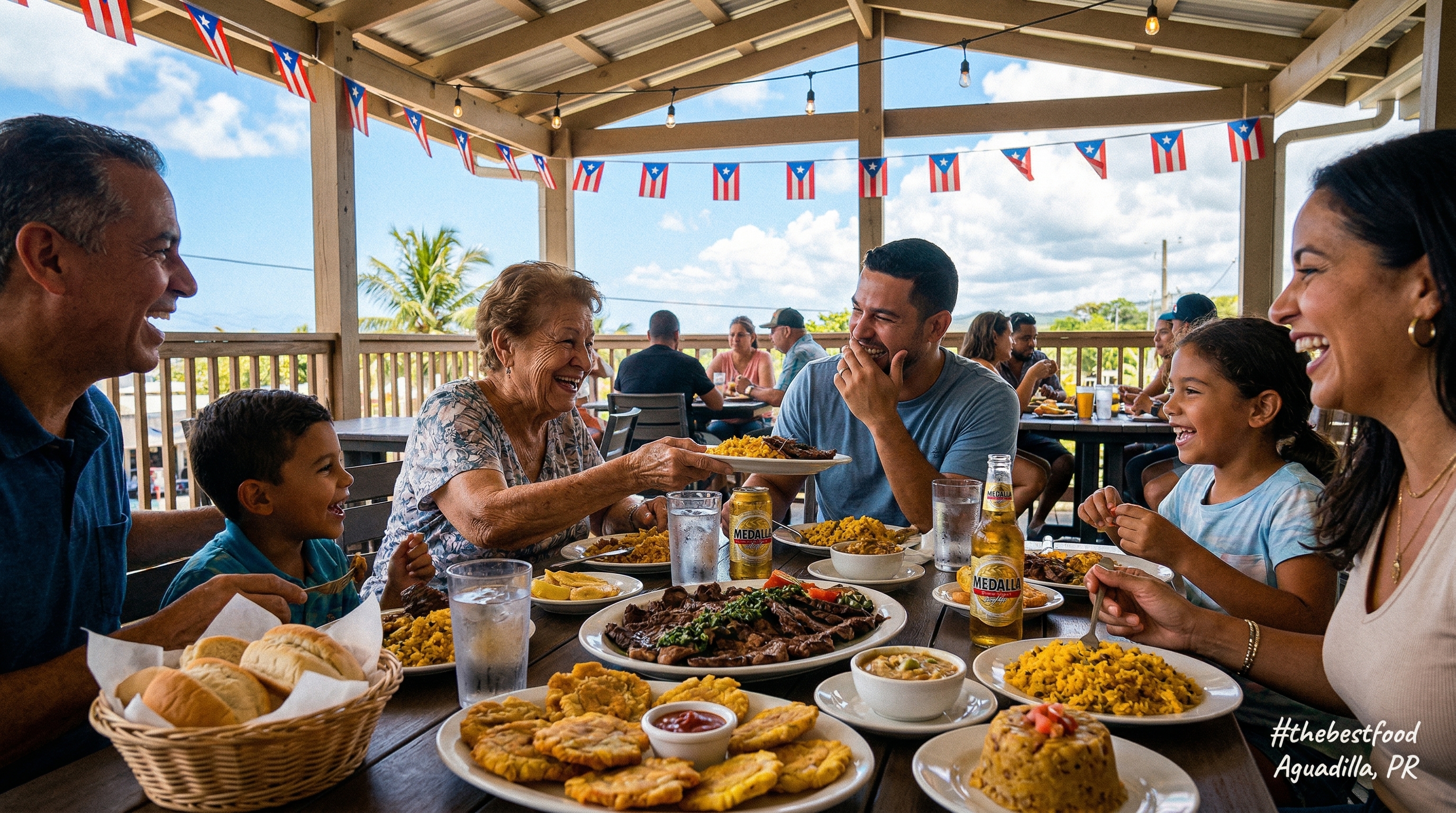 Amigos y familia disfrutando en The Resto Bar and Grill