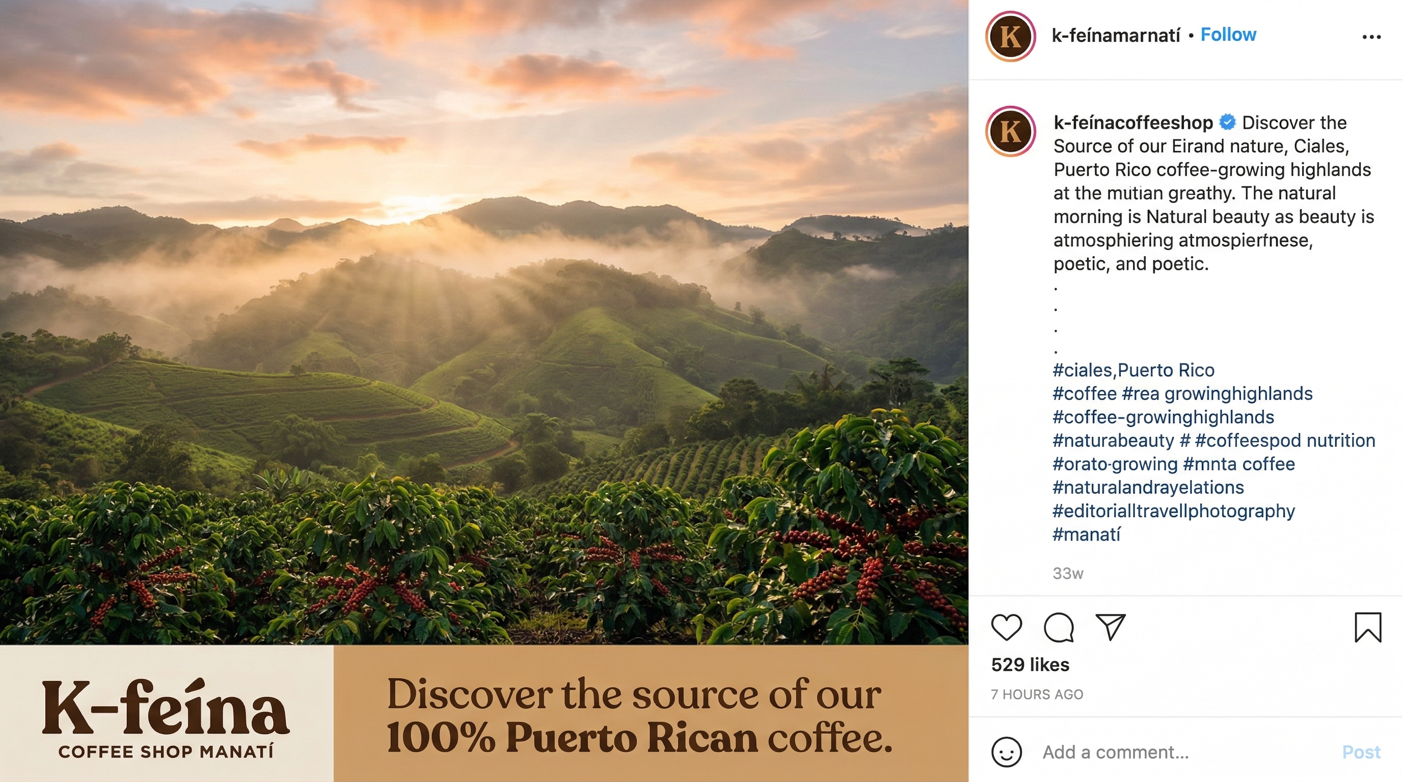 Montañas de Ciales — origen del café de K-feína