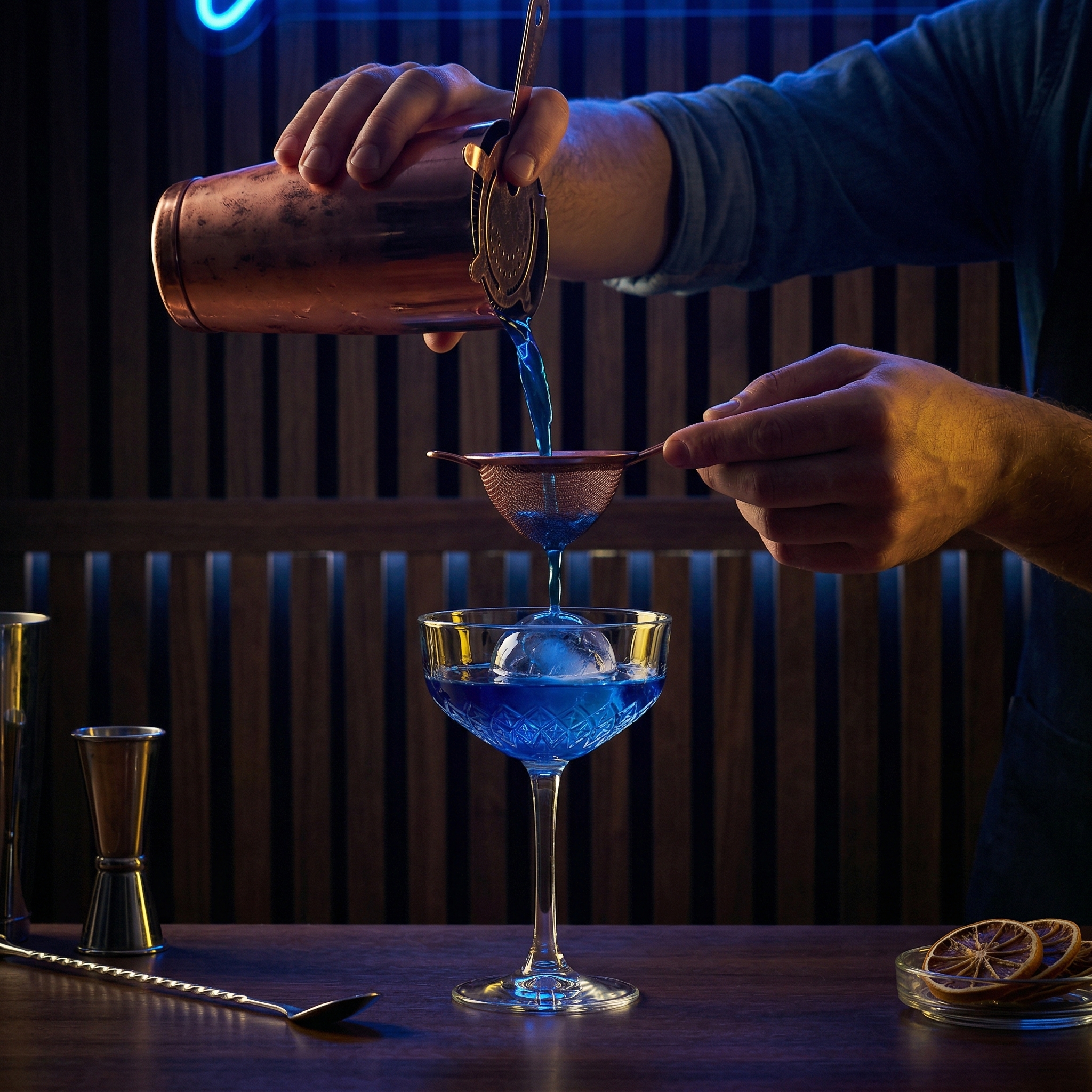 Interior nocturno de Desigual Gastro-bar