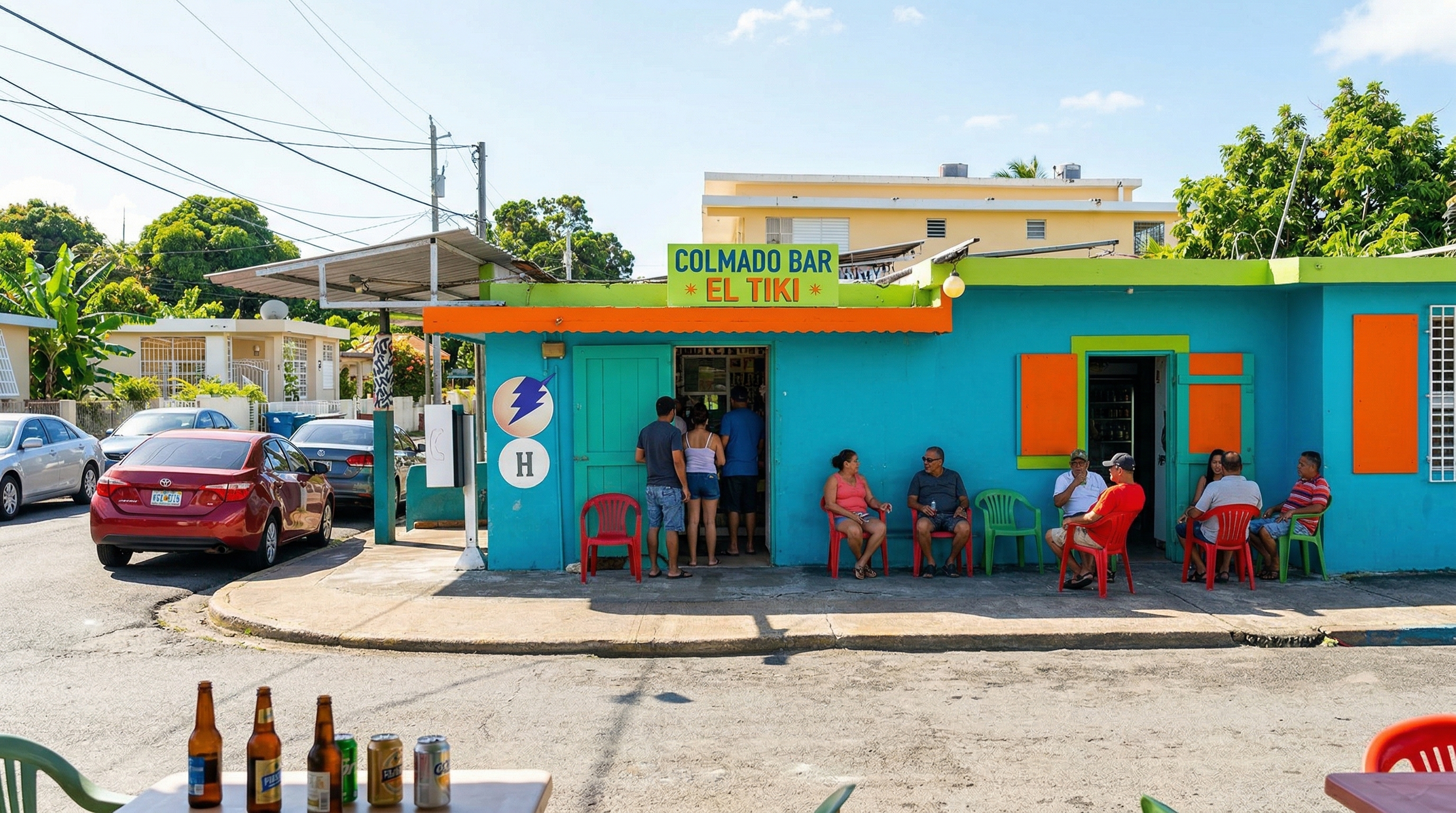 Vista de la calle frente al Colmado El Tiki