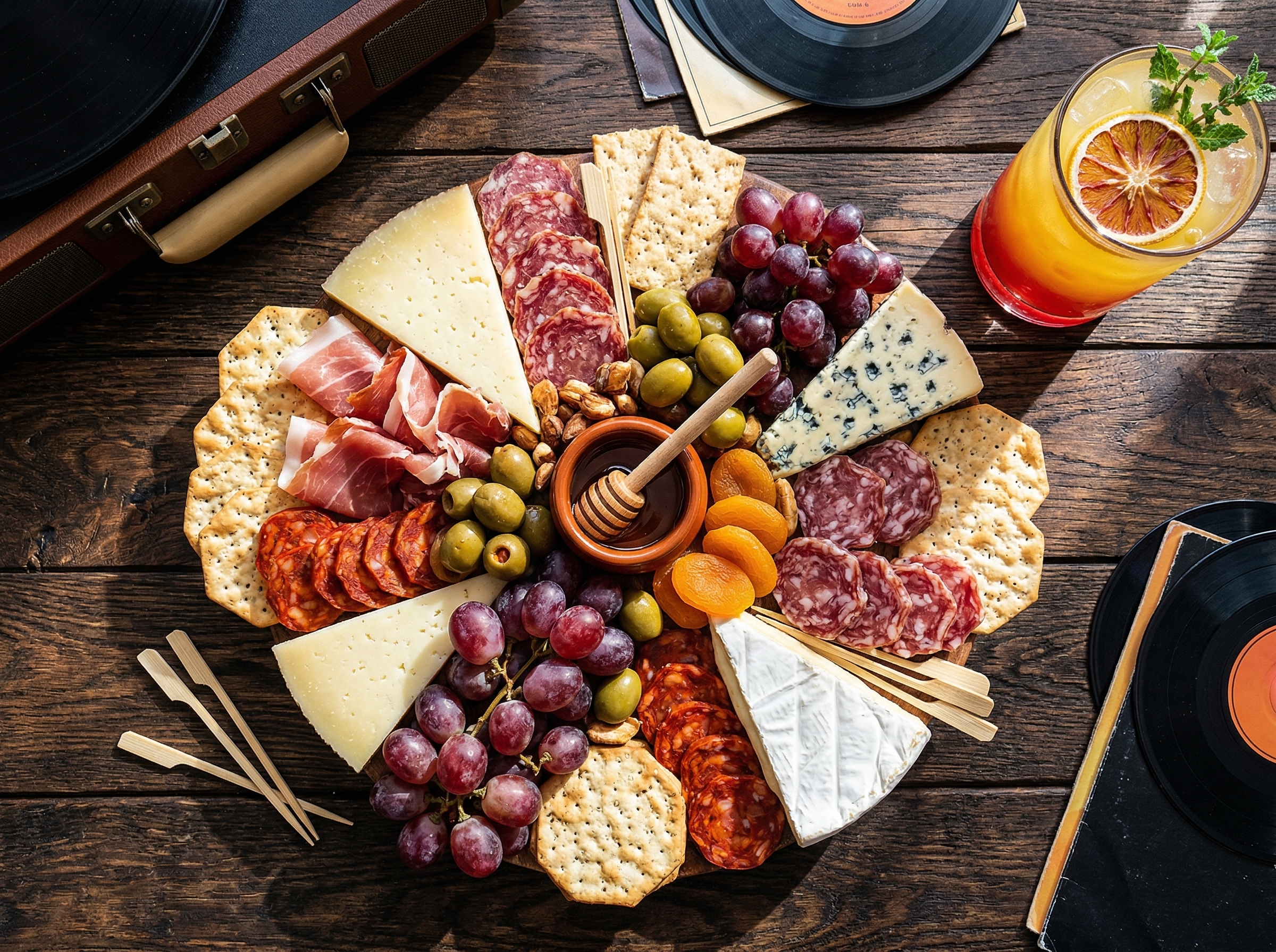 Tabla de charcutería artesanal en Vinilo Bar