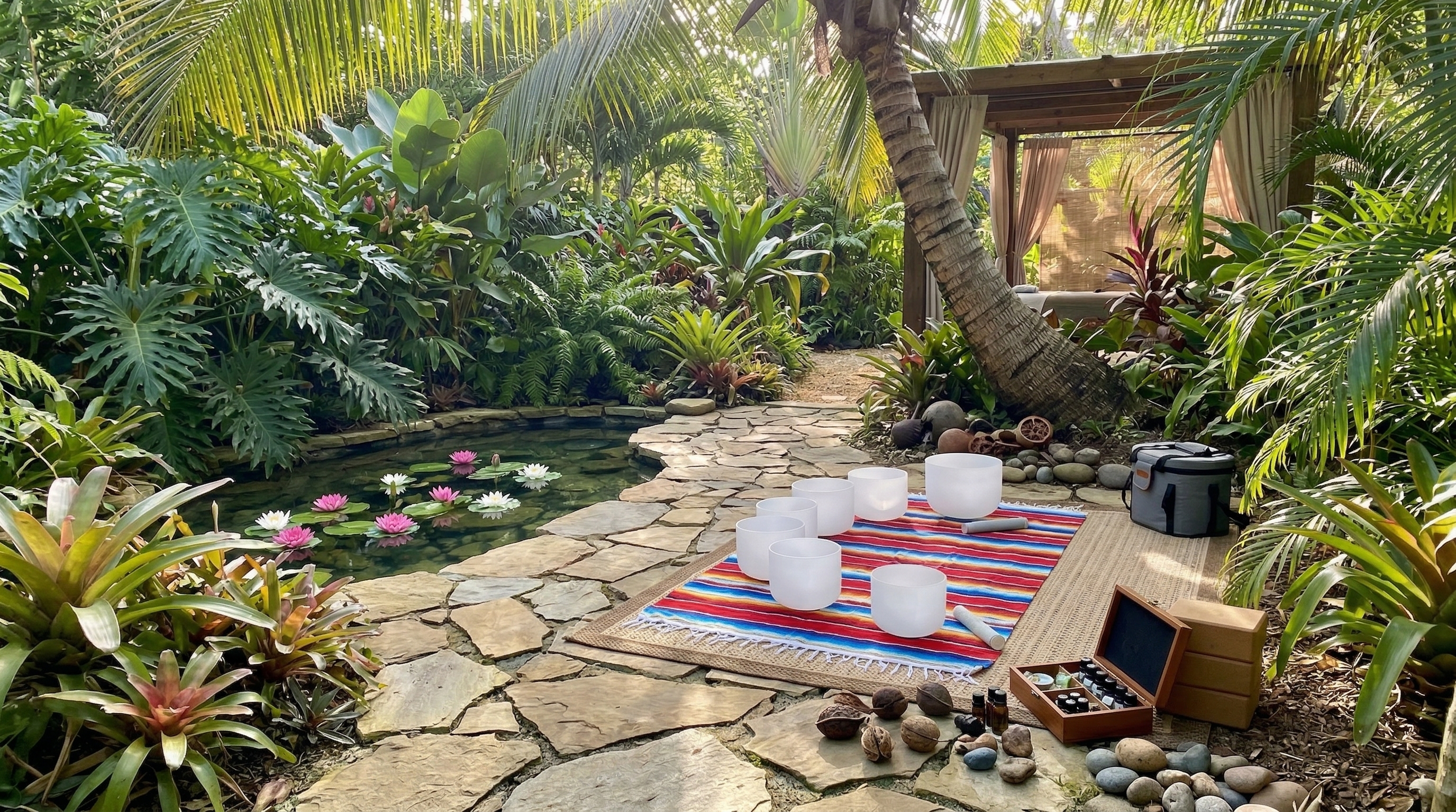 Tropical garden at Sacred Lotus, Luquillo