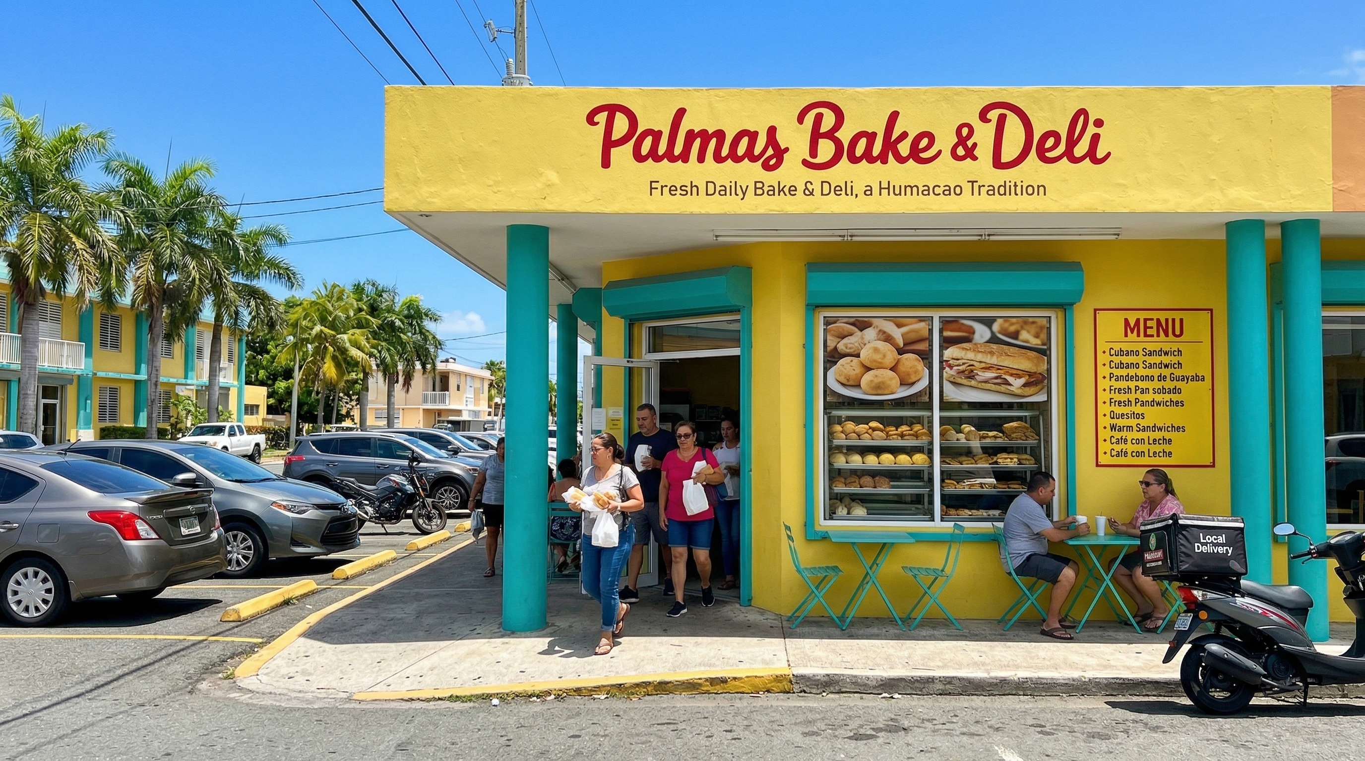 Exterior de Palmas Bake & Deli en Humacao, Puerto Rico