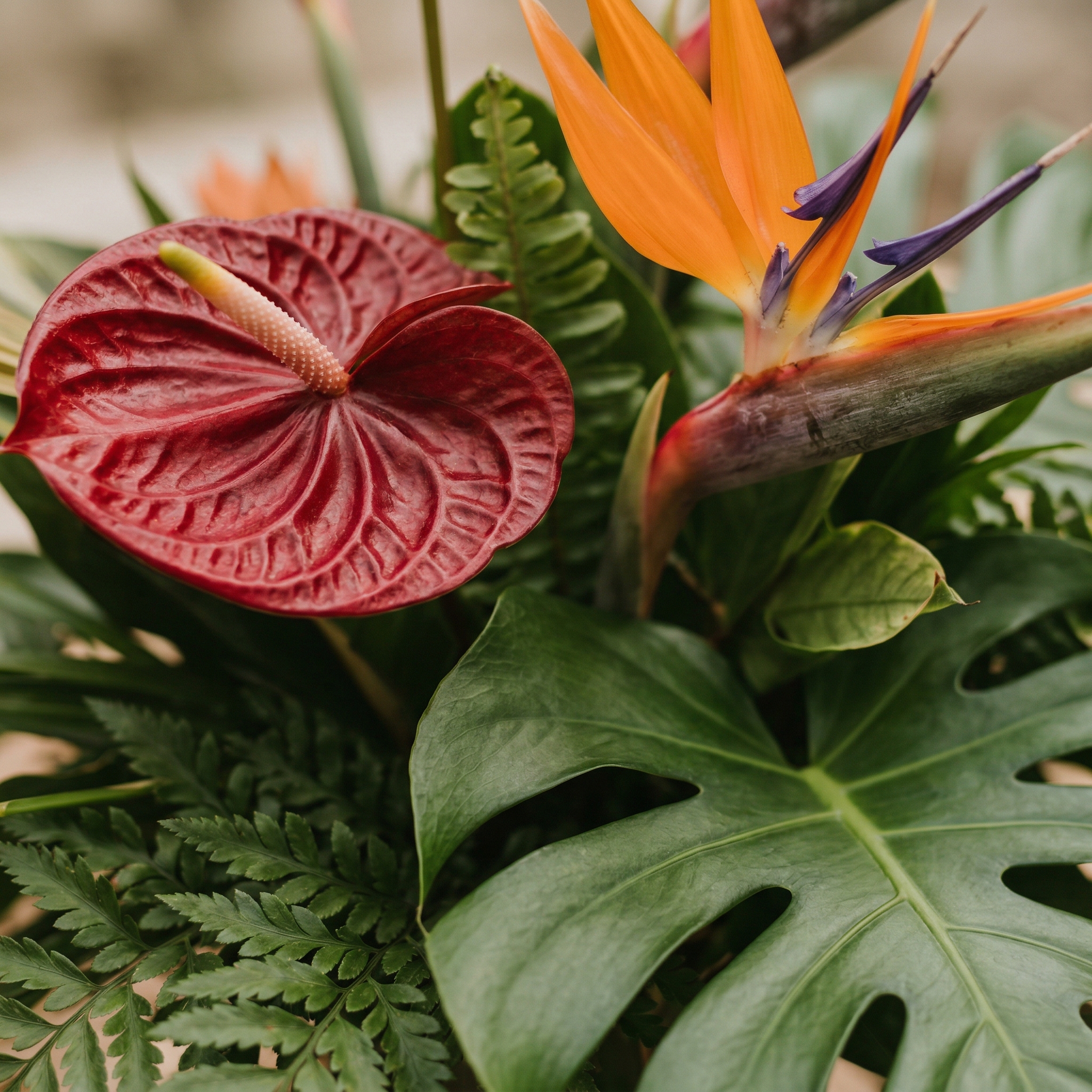 Diseño floral artístico tropical