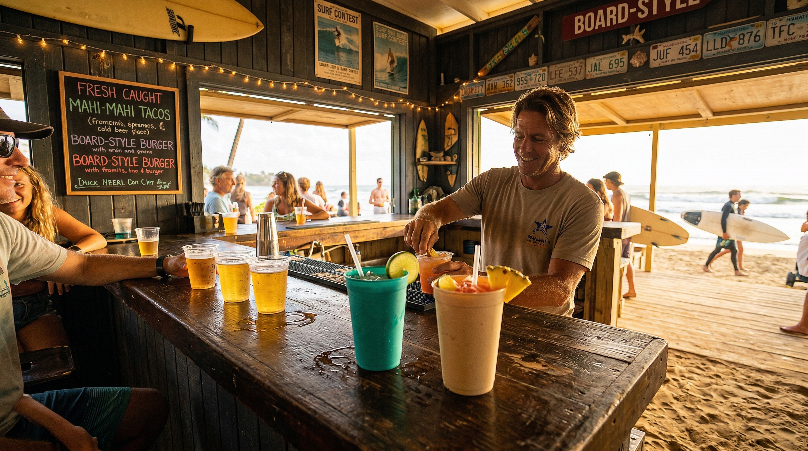 Bar counter at Boardrider's Surf Bar