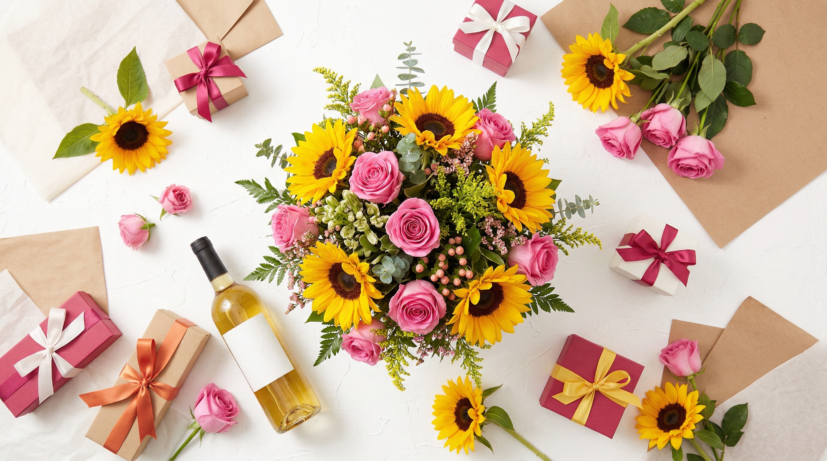 Flores y vinos para regalo