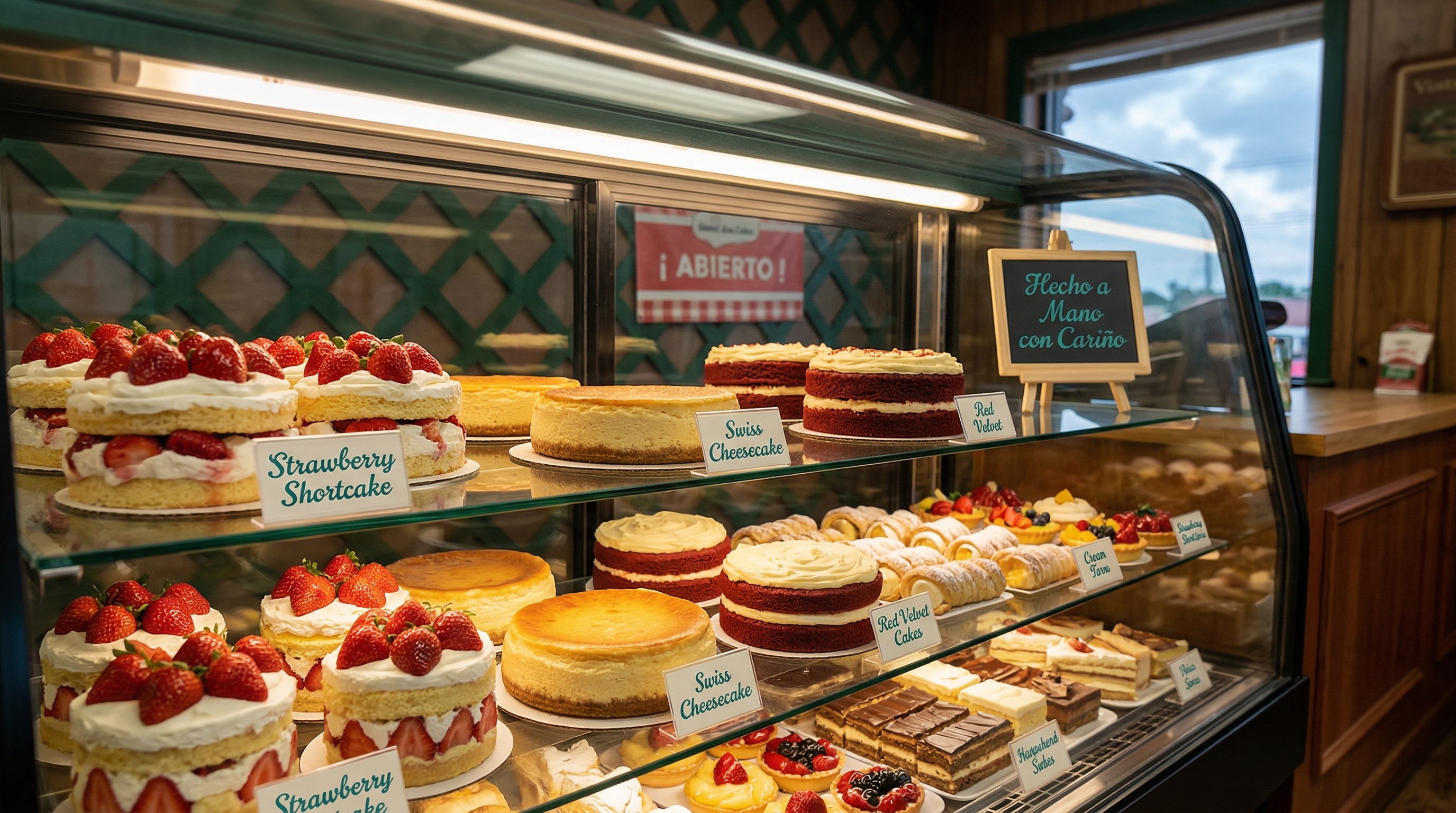 Vitrina con repostería artesanal en Sweet Ann Cakes