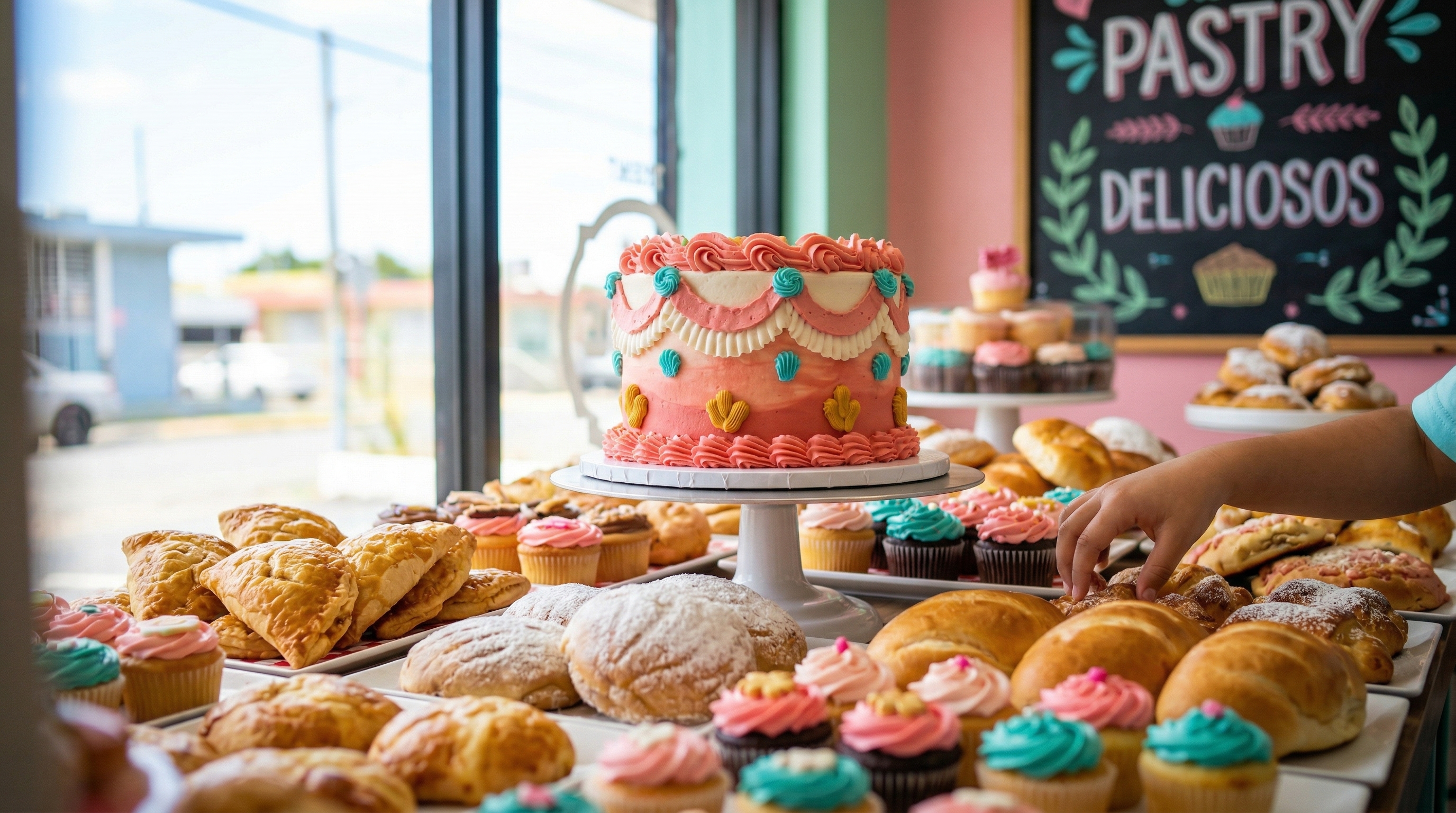 Zoe Bakery vibrant pastry counter
