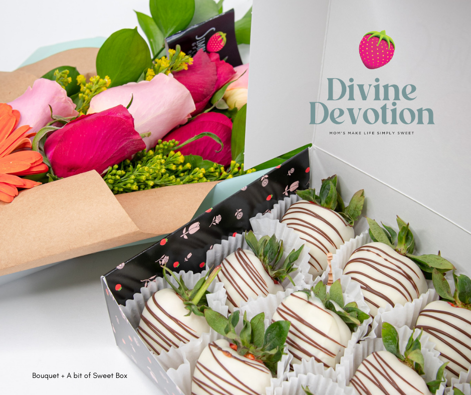 Chocolate strawberries and flowers