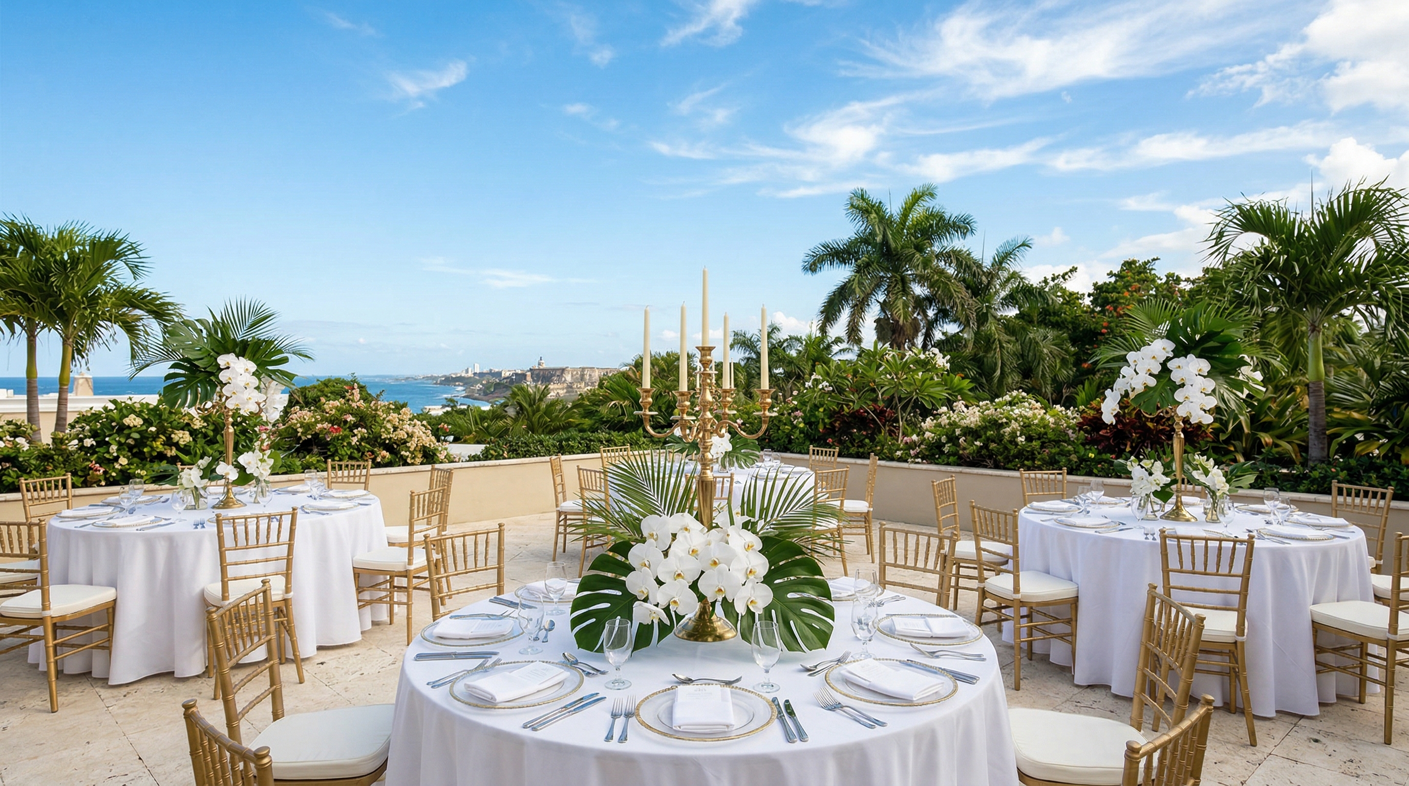Terraza tropical para eventos al aire libre