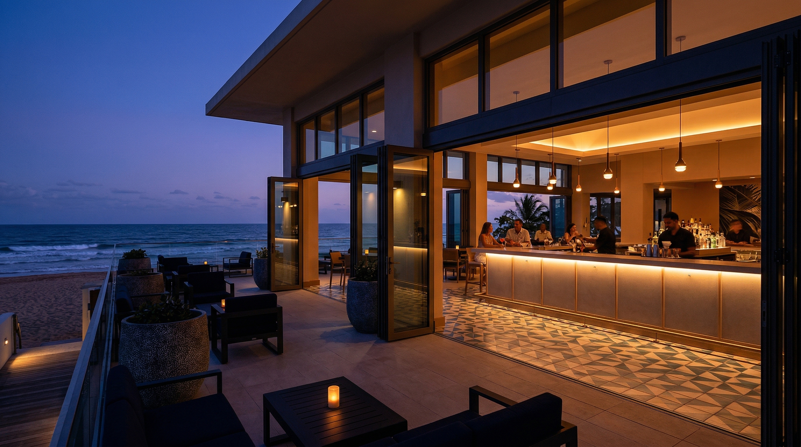 Caicu Bar beach dusk view