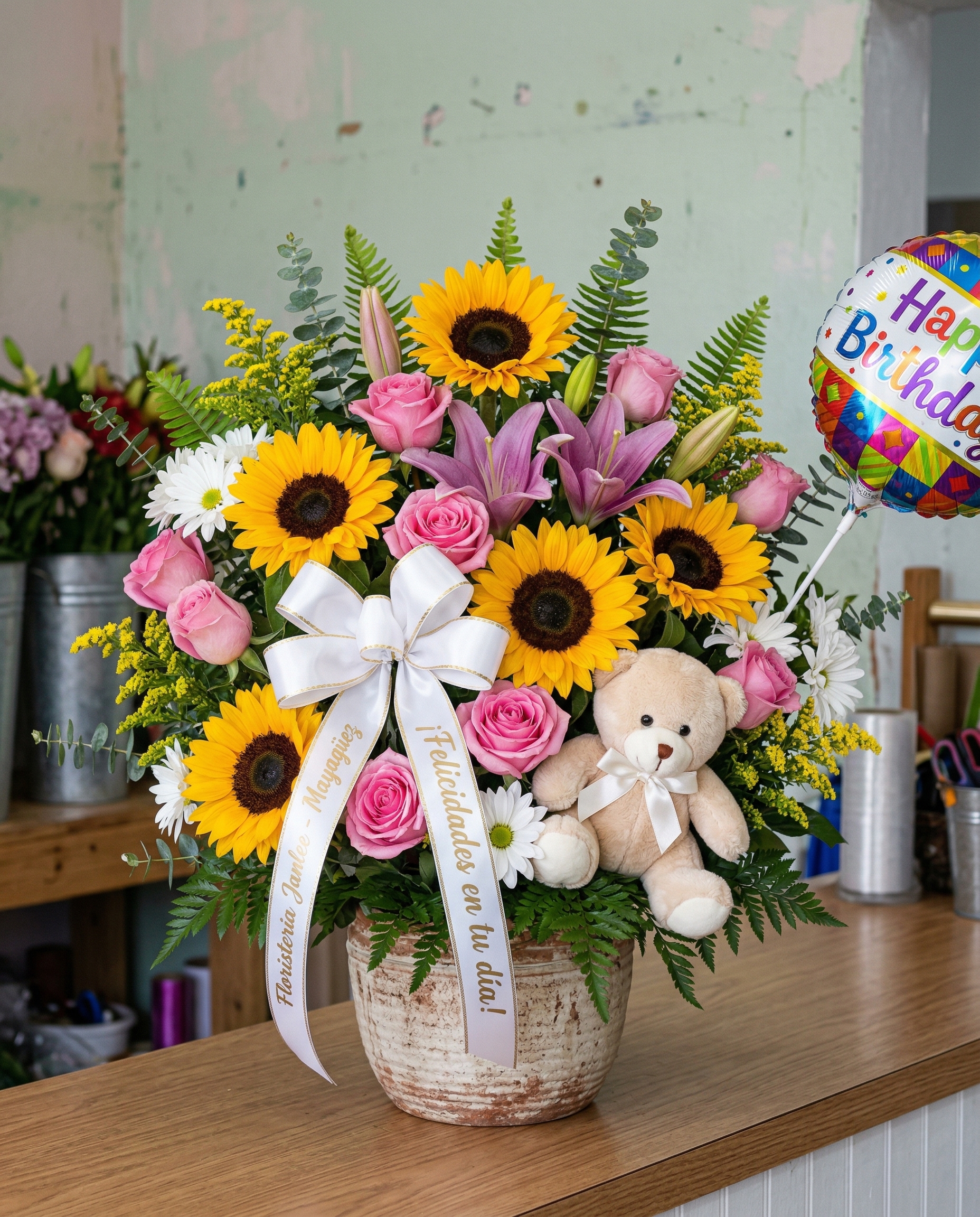 Arreglo Especial con Peluche y globo