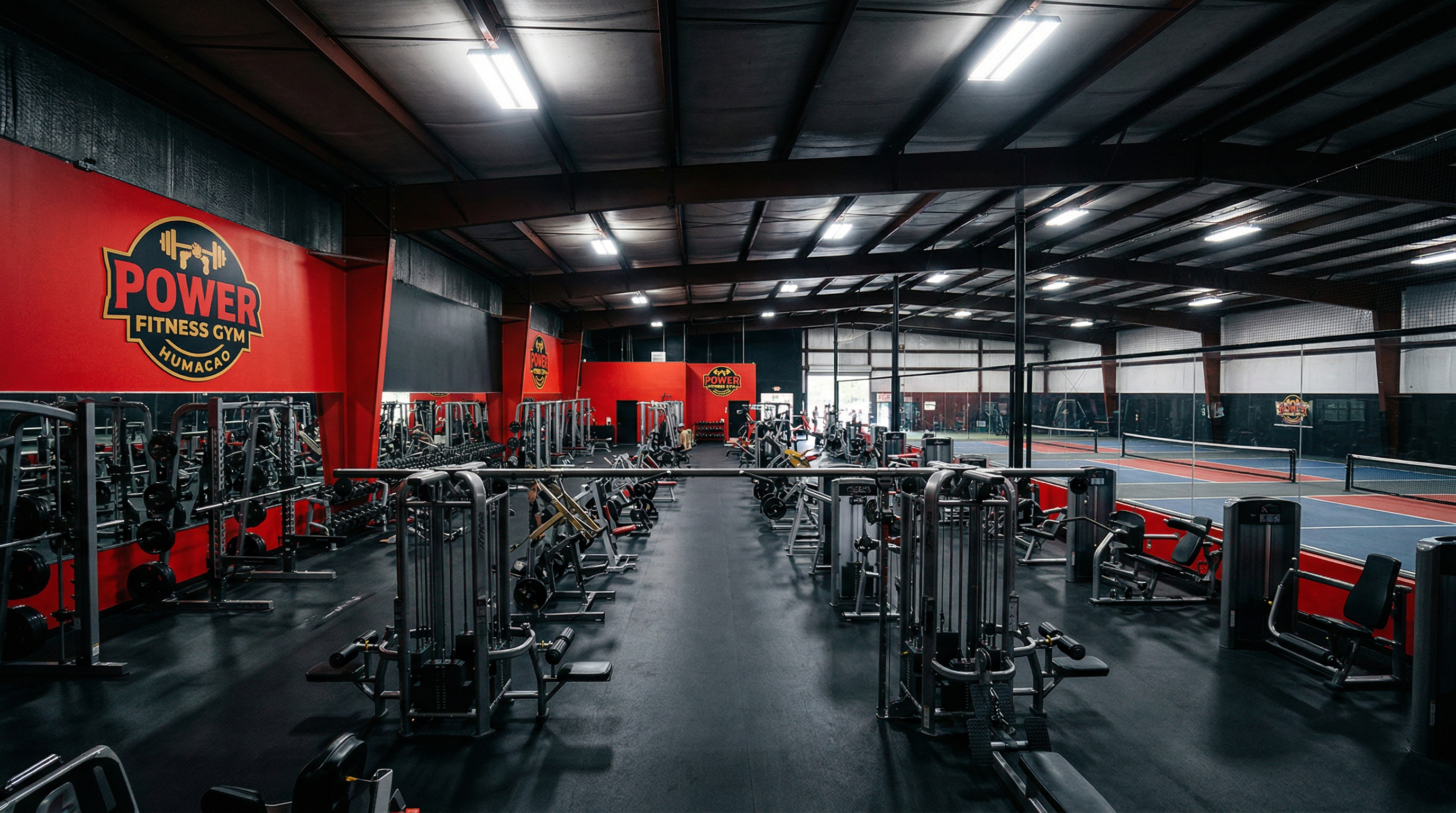 Piso completo del gimnasio Power Fitness Humacao