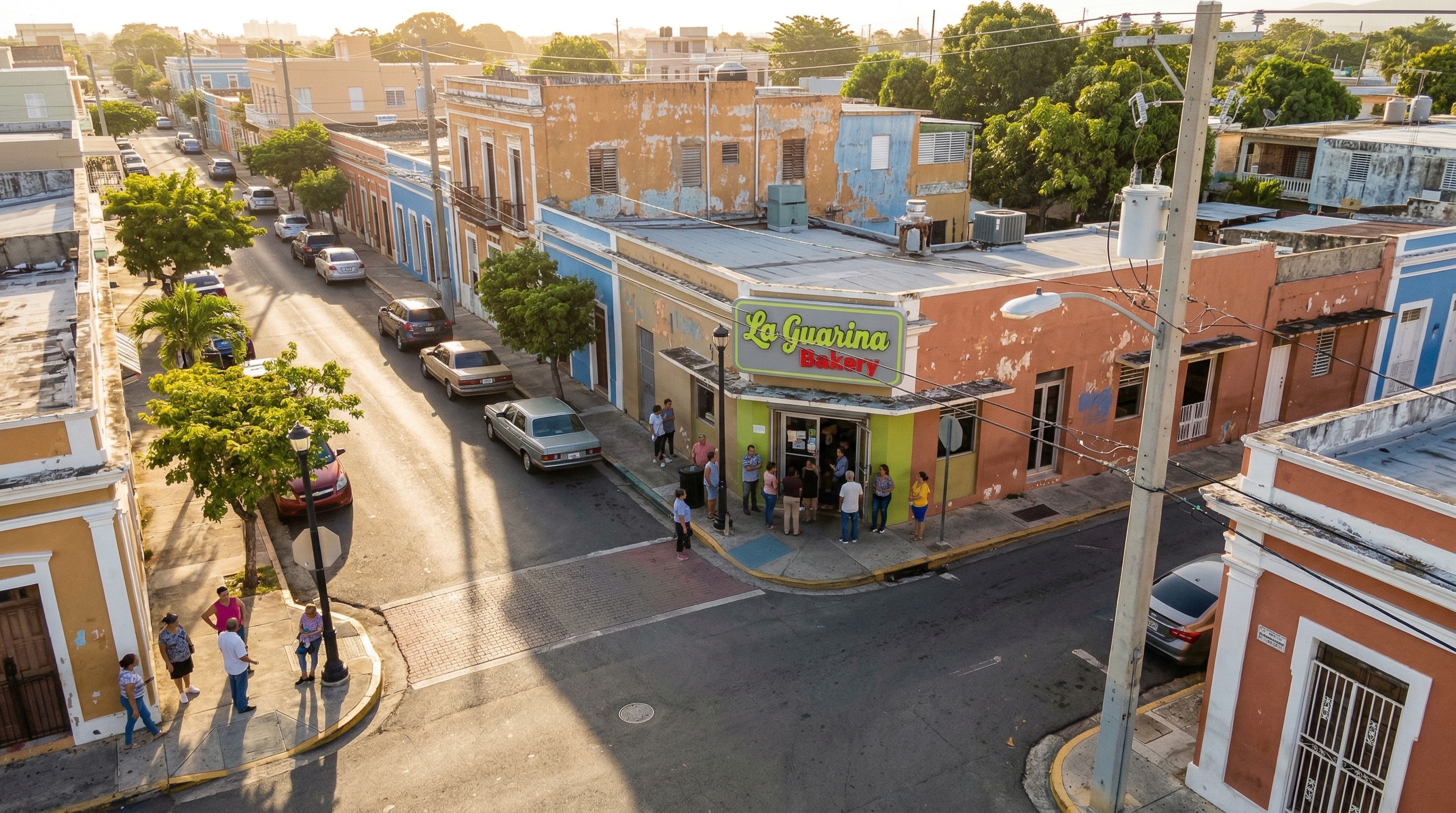 Aerial view of the neighborhood around La Guarina