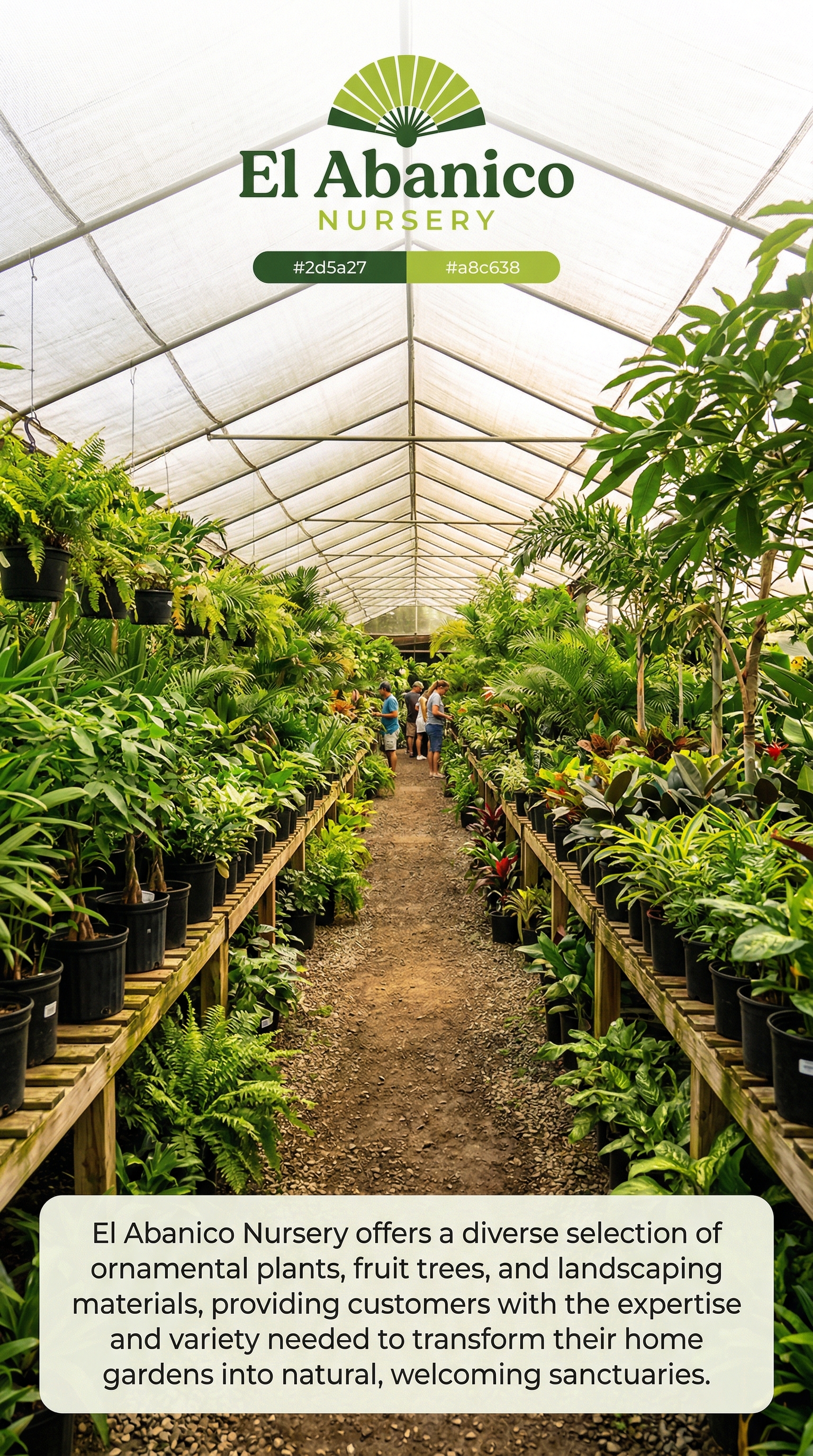 Pasillo del vivero con plantas en exhibición