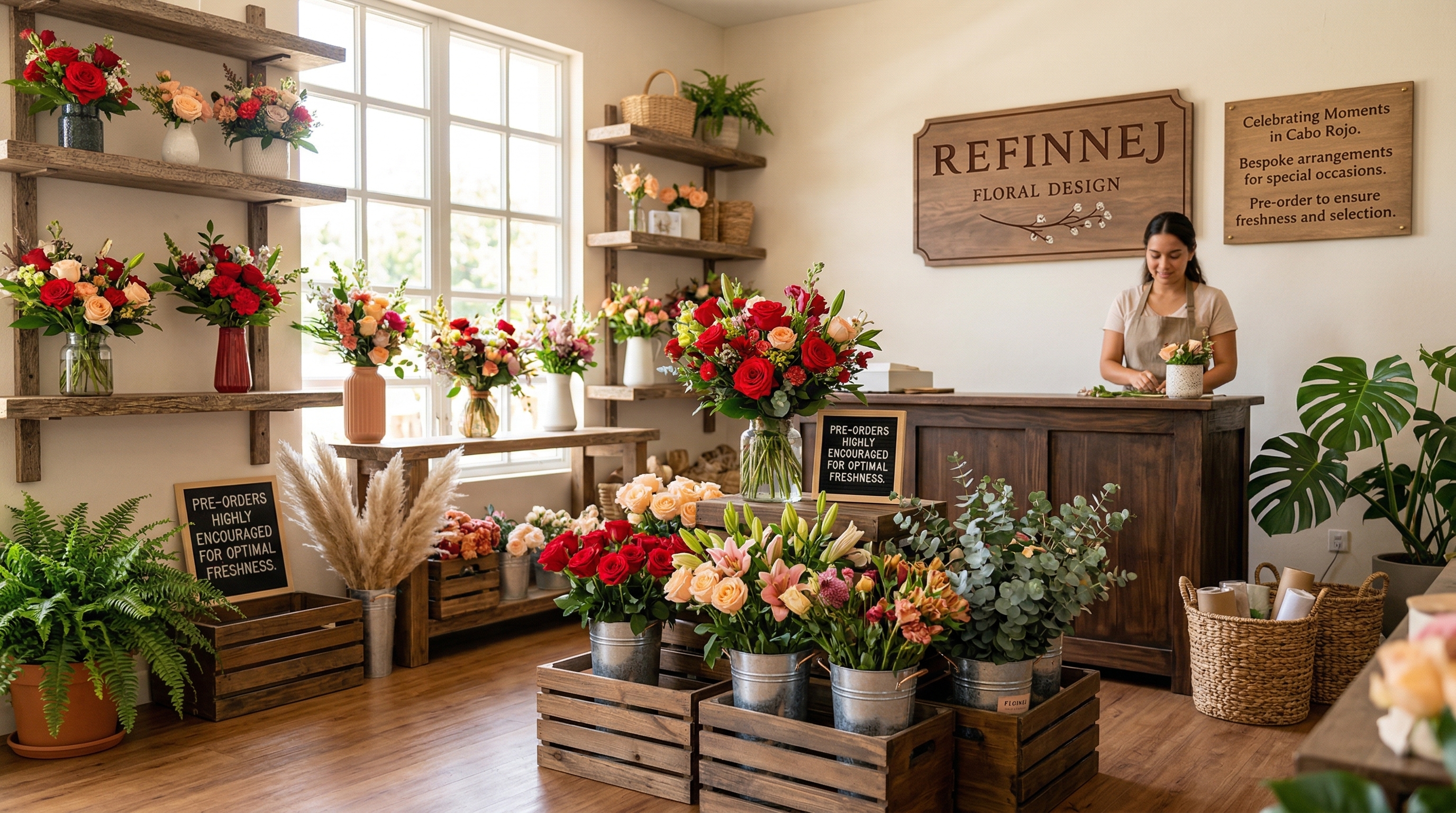 Interior de la floristería Refinnej en Cabo Rojo