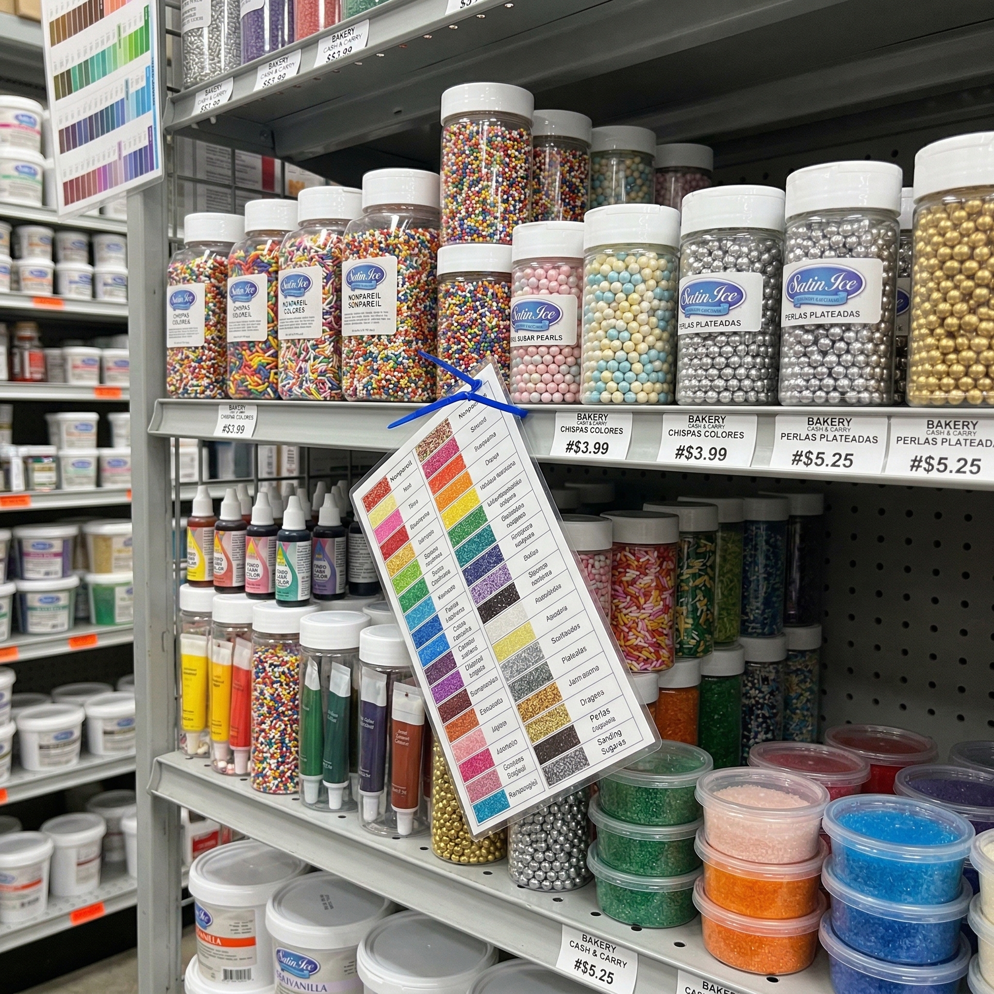 Sprinkles e ingredientes coloridos en el almacén