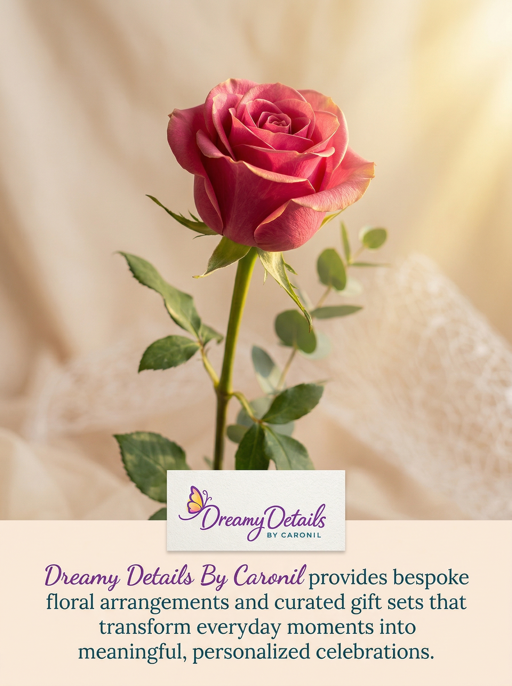 Rosa elegante — símbolo de la calidad de Dreamy Details By Caronil