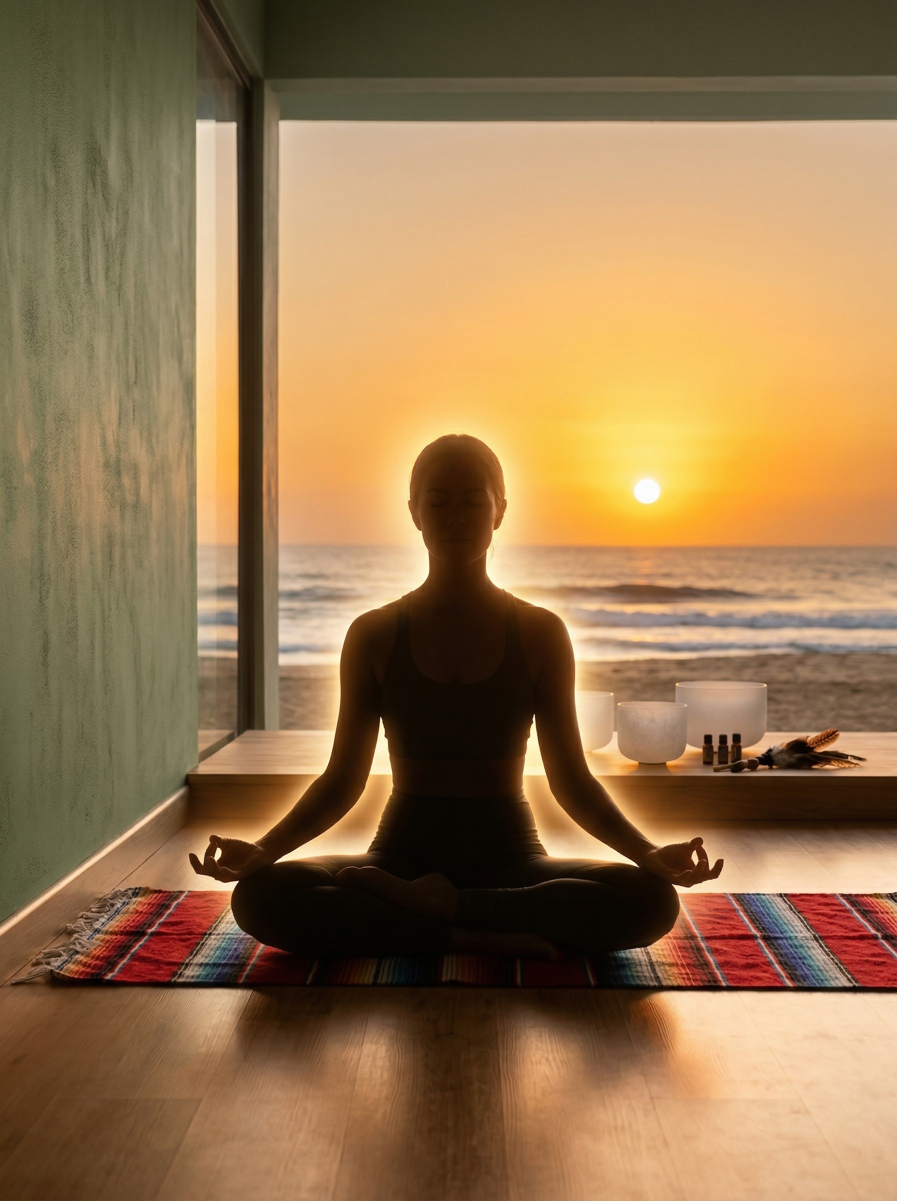 Meditation silhouette at Sacred Lotus