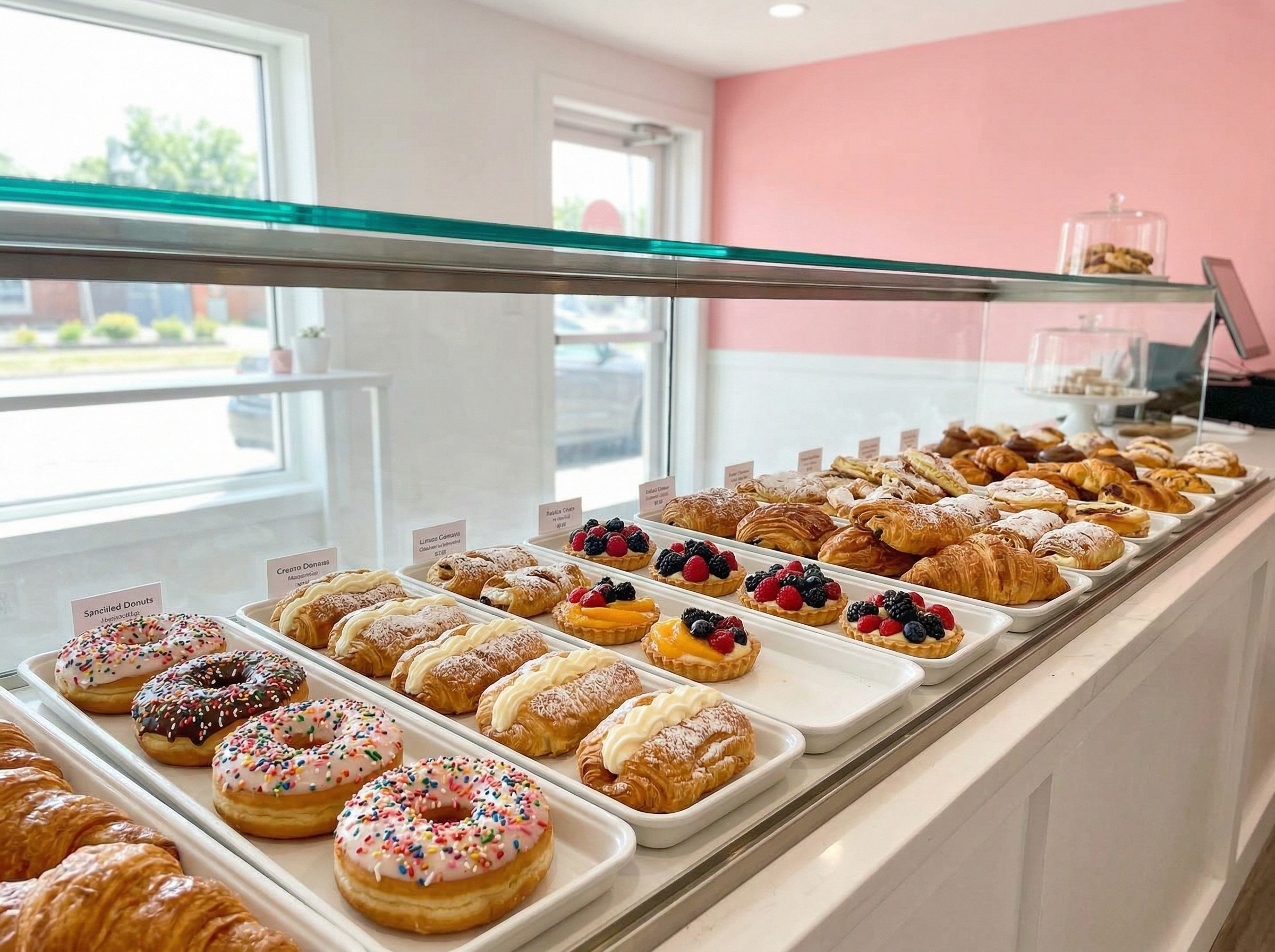 Vitrina de pasteles frescos en Fercol