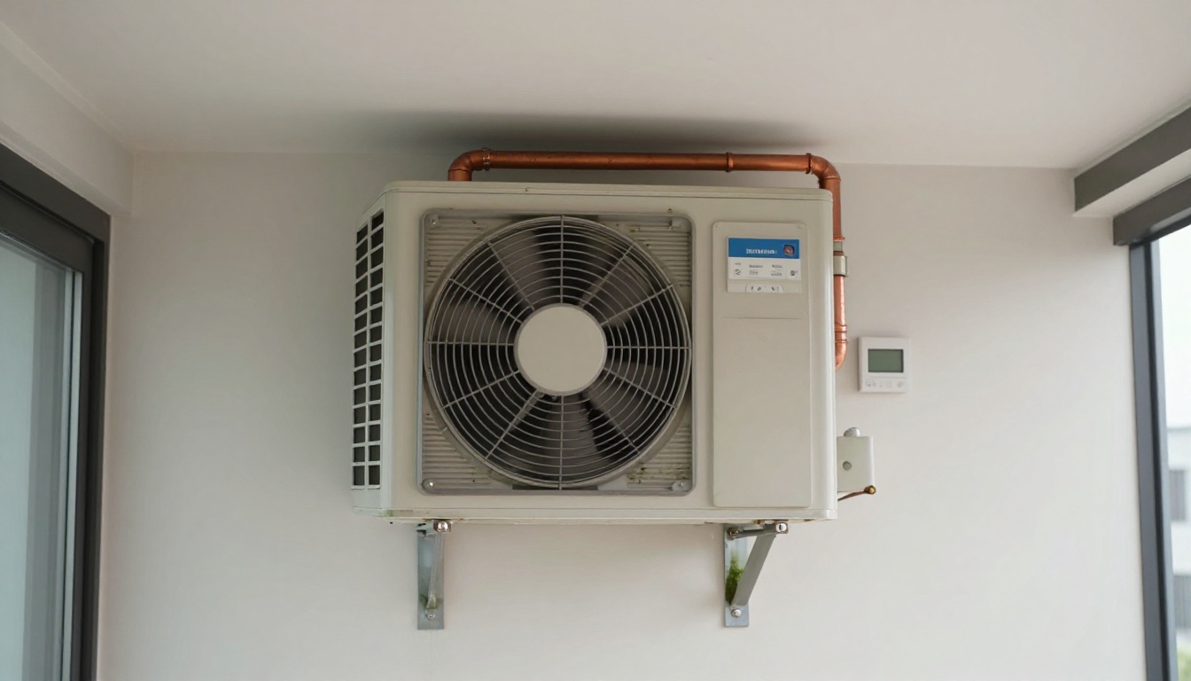 Close-up of a fan coil unit with visible mold growth near the condensate line in a modern Toronto condo Close-up of a fan coil unit with visible mold growth near the condensate line in a modern Toronto condo