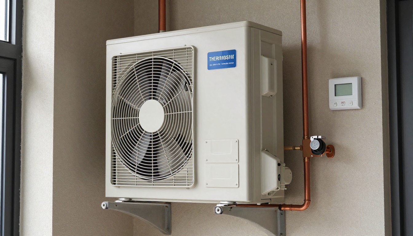 Close-up of a frozen condensate line on a fan coil unit during a Toronto summer Close-up of a frozen condensate line on a fan coil unit during a Toronto summer