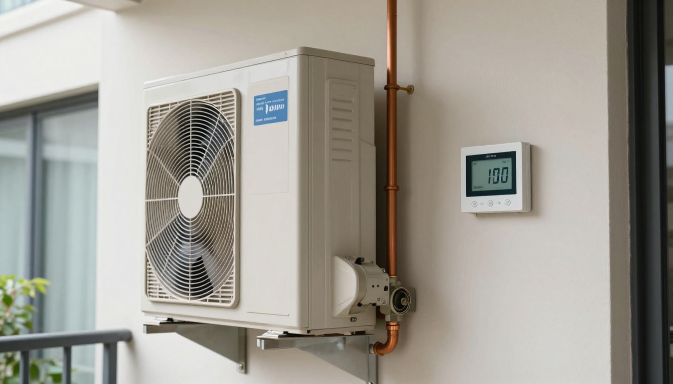 Close-up of a digital display showing HVAC system performance data in a modern condo setting. Close-up of a digital display showing HVAC system performance data in a modern condo setting.
