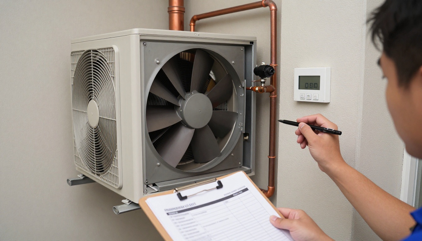 Close-up of a preventive maintenance checklist being used by a Hudson HVAC technician in a Toronto condo Close-up of a preventive maintenance checklist being used by a Hudson HVAC technician in a Toronto condo