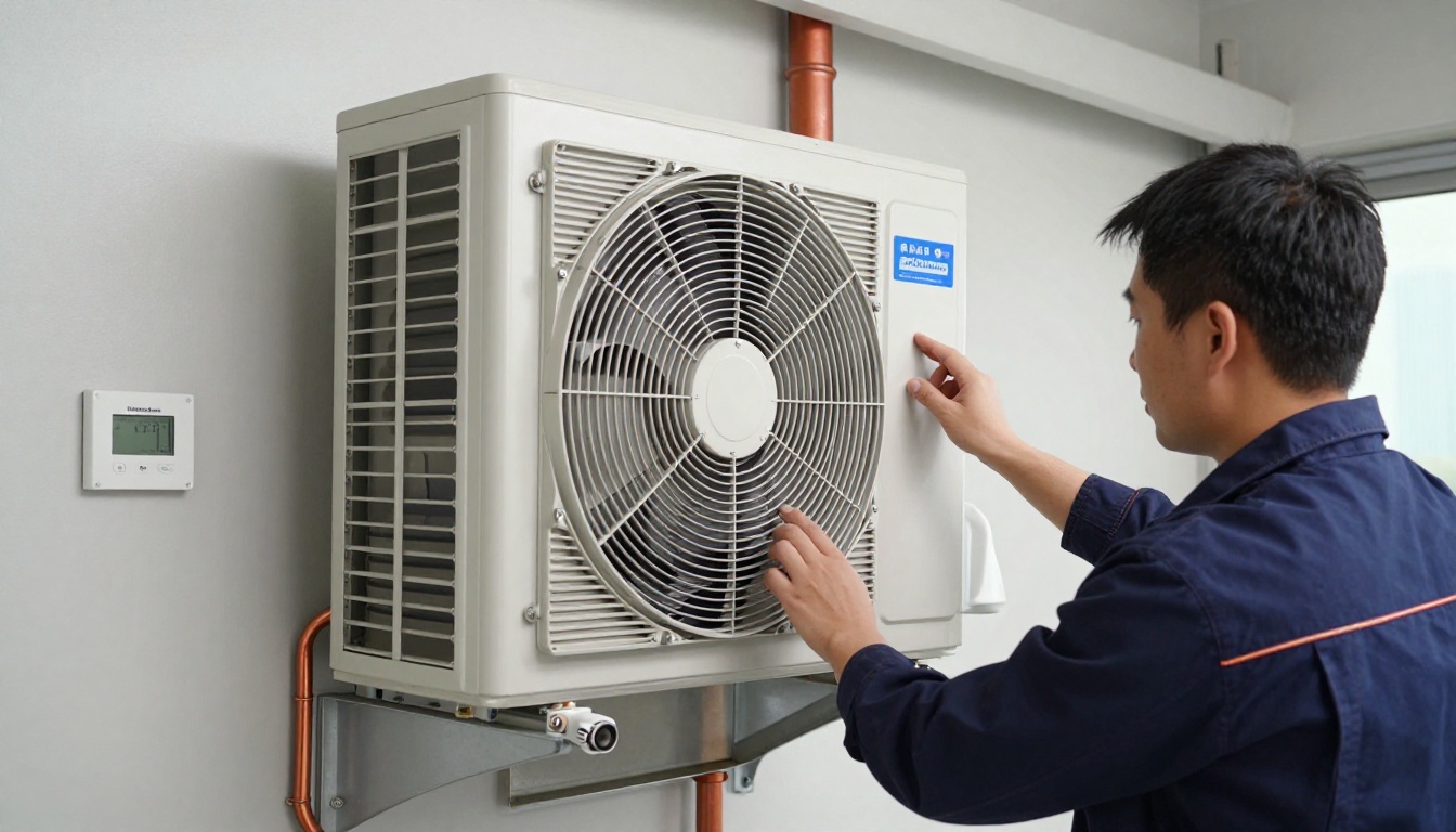 A Hudson HVAC technician inspecting a control panel in a Toronto condo mechanical room