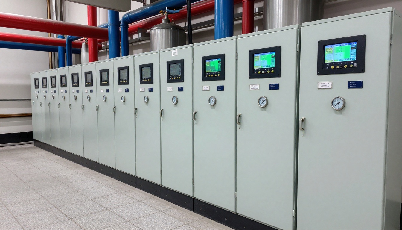 Close-up of a VFD panel display showing power savings metrics in a condo HVAC system