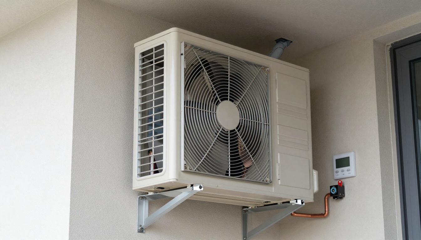Open condo fan coil cabinet in a Richmond Hill suite with visible blower section and service tools, photorealistic indoor scene Open condo fan coil cabinet in a Richmond Hill suite with visible blower section and service tools, photorealistic indoor scene