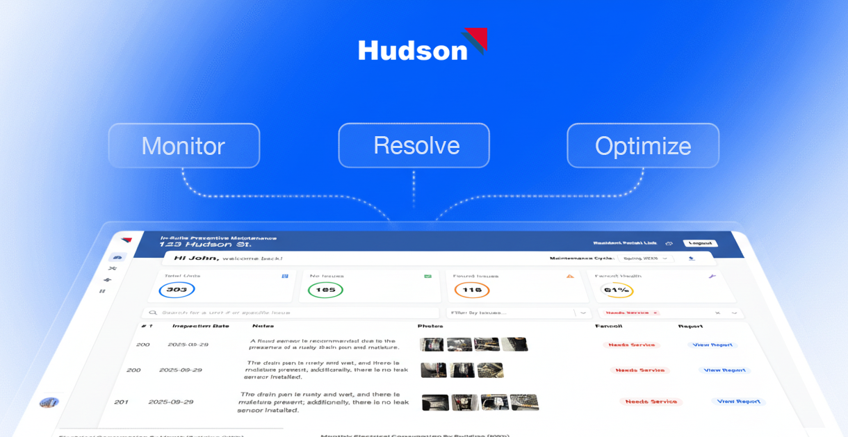 Hudson AI-Powered Manager Portal: Monitor, Resolve, and Optimize Condo HVAC Maintenance