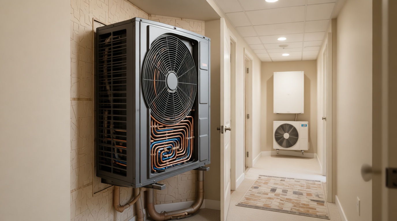 Close-up of a rusted fan coil drain pan in a Toronto condo