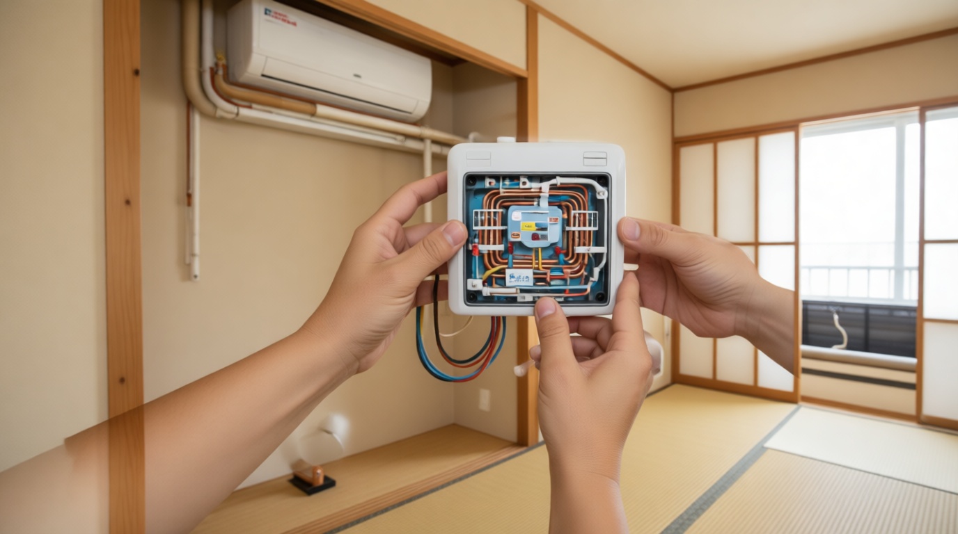 Close-up of a technician&rsquo;s hands adjusting a thermostat in a Toronto condo